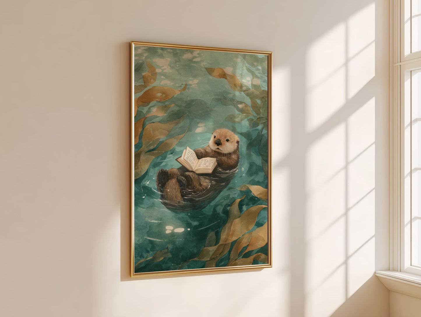 Otter Reading Print | Cozy Wall Decor | Cute Gift For Book Lover | Book Nook Poster | Book Art | Aesthetic Room Art | Reader Home Decor - Book Poster Art Print Decor Bookish