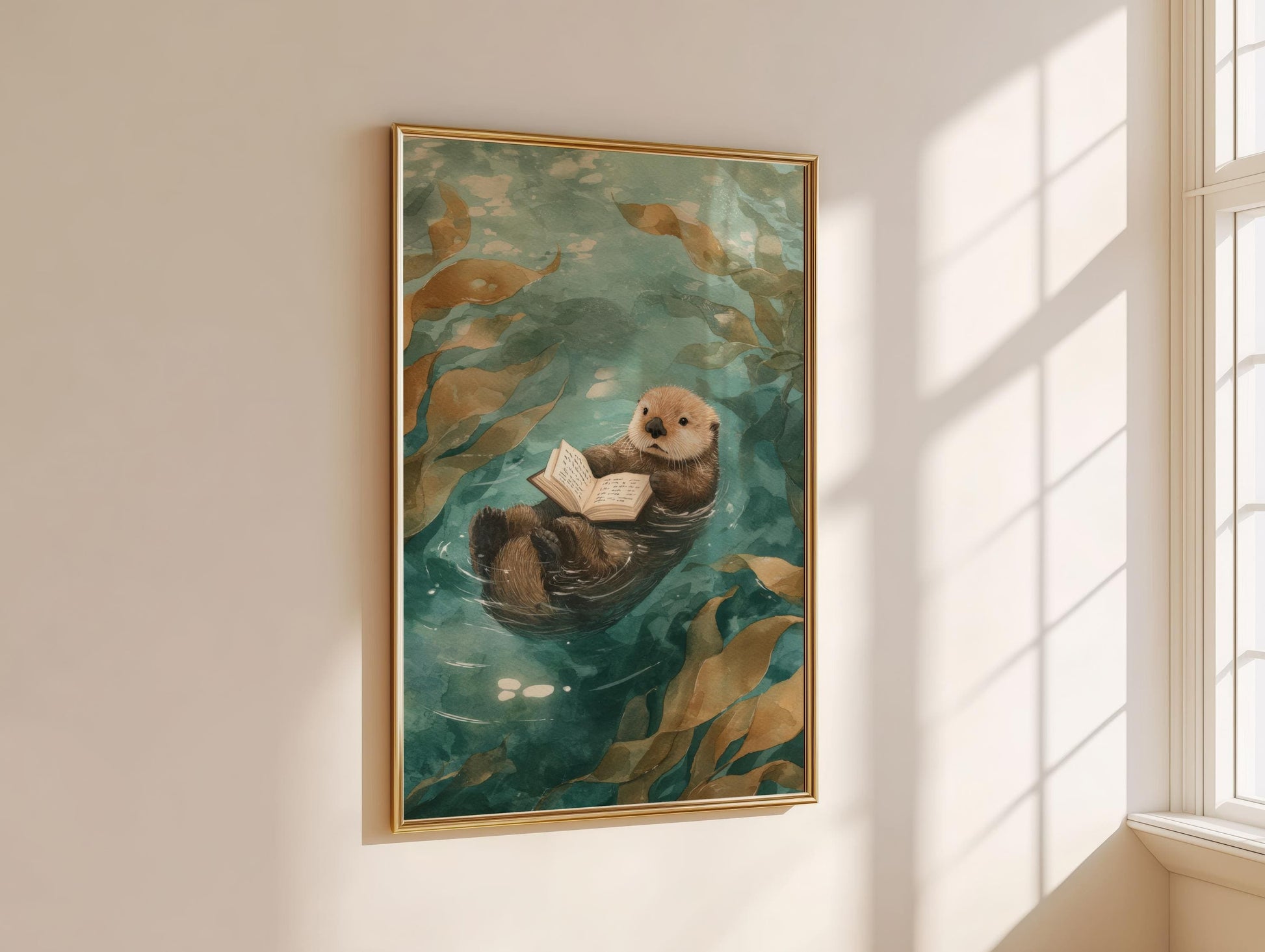 Otter Reading Print | Cozy Wall Decor | Cute Gift For Book Lover | Book Nook Poster | Book Art | Aesthetic Room Art | Reader Home Decor - Book Poster Art Print Decor Bookish