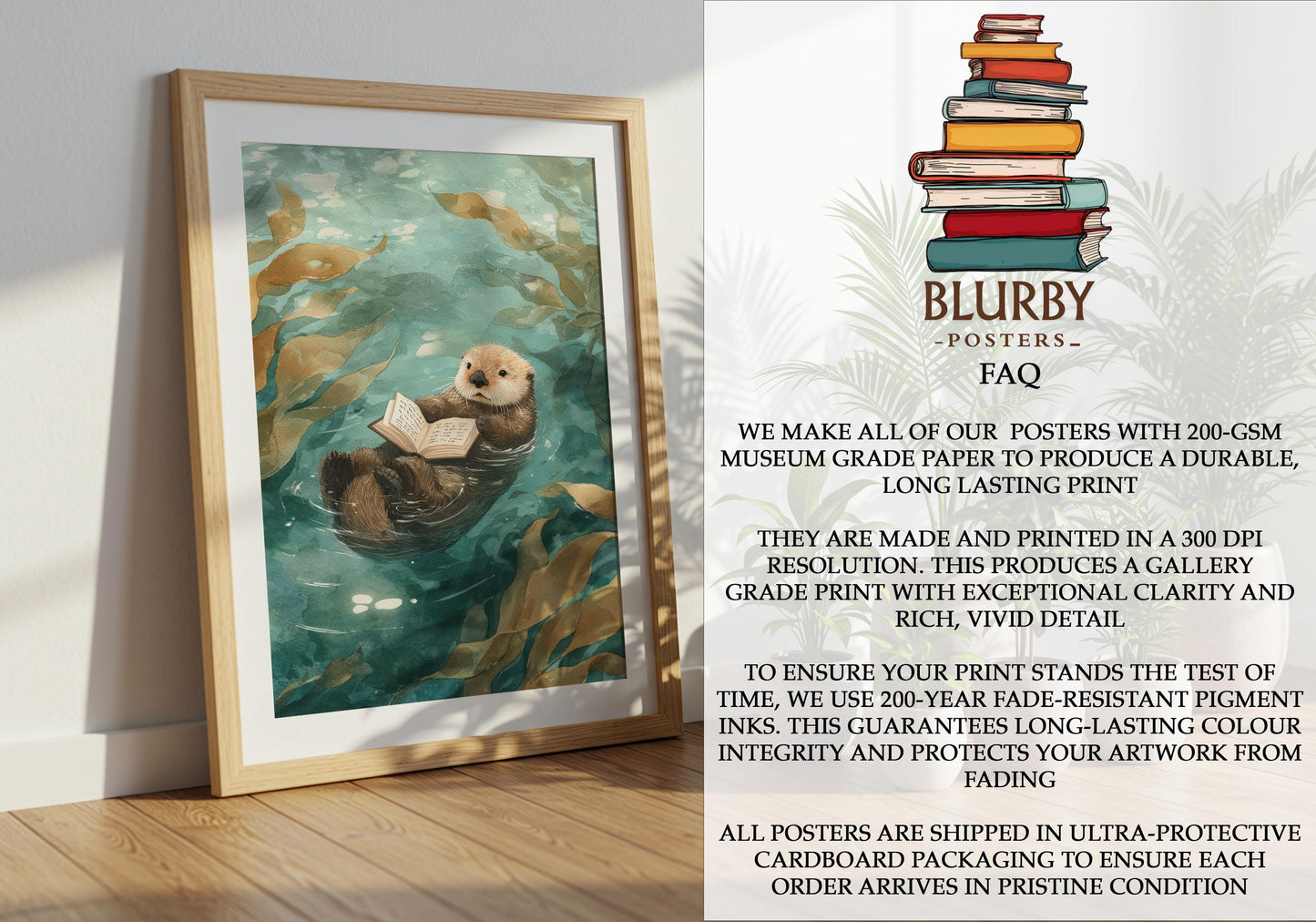 Otter Reading Print | Cozy Wall Decor | Cute Gift For Book Lover | Book Nook Poster | Book Art | Aesthetic Room Art | Reader Home Decor - Book Poster Art Print Decor Bookish