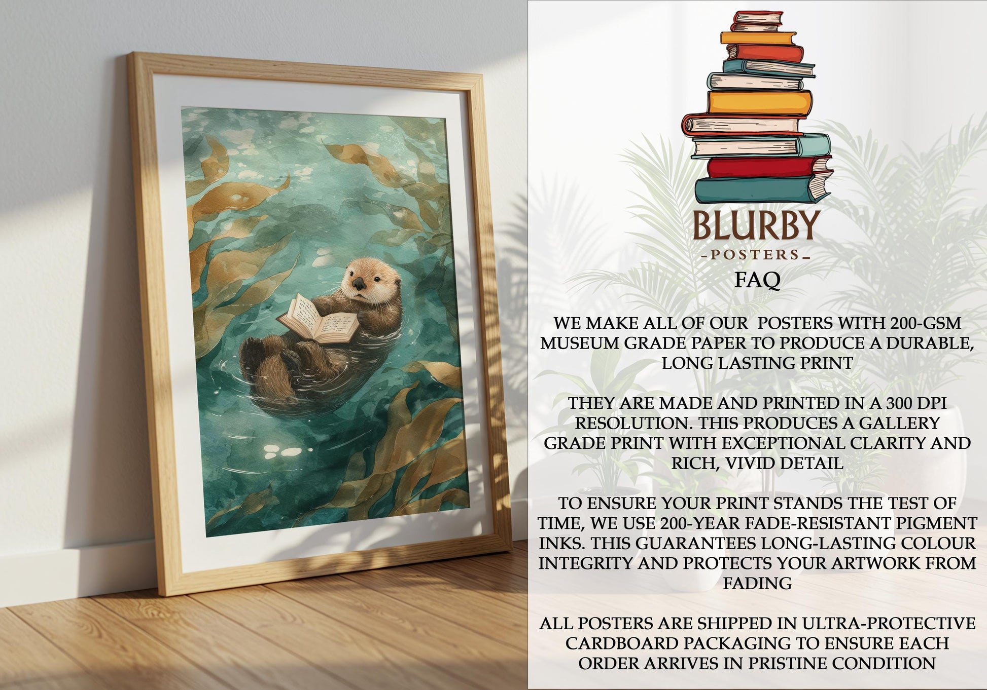 Otter Reading Print | Cozy Wall Decor | Cute Gift For Book Lover | Book Nook Poster | Book Art | Aesthetic Room Art | Reader Home Decor - Book Poster Art Print Decor Bookish
