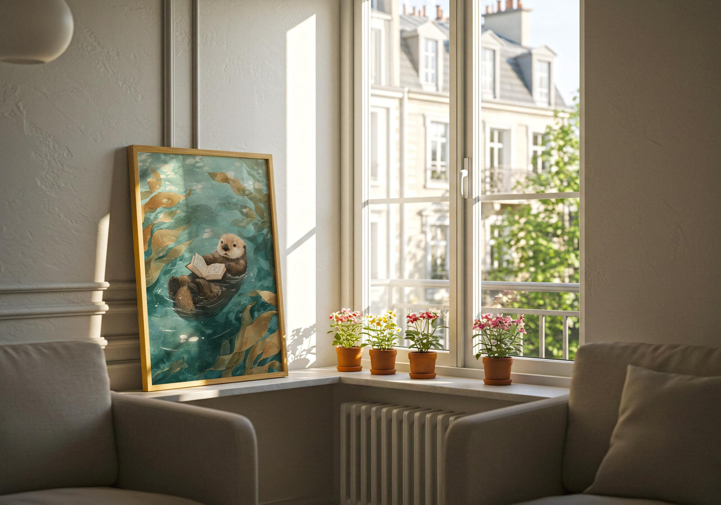 Otter Reading Print | Cozy Wall Decor | Cute Gift For Book Lover | Book Nook Poster | Book Art | Aesthetic Room Art | Reader Home Decor - Book Poster Art Print Decor Bookish