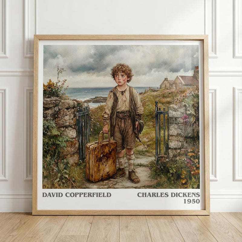 David Copperfield literary print in frame leaning in hallway – classic literature wall art
