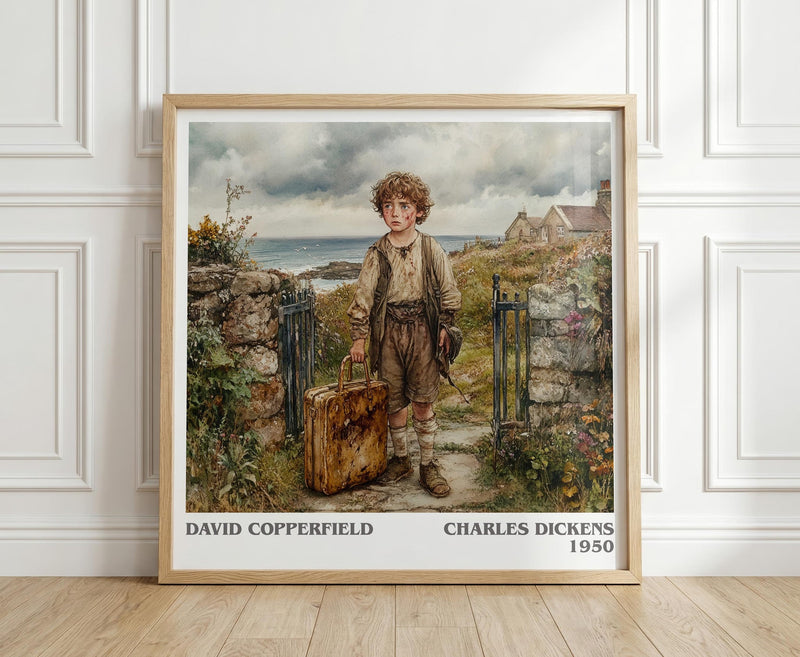 David Copperfield literary print in frame leaning in hallway – classic literature wall art