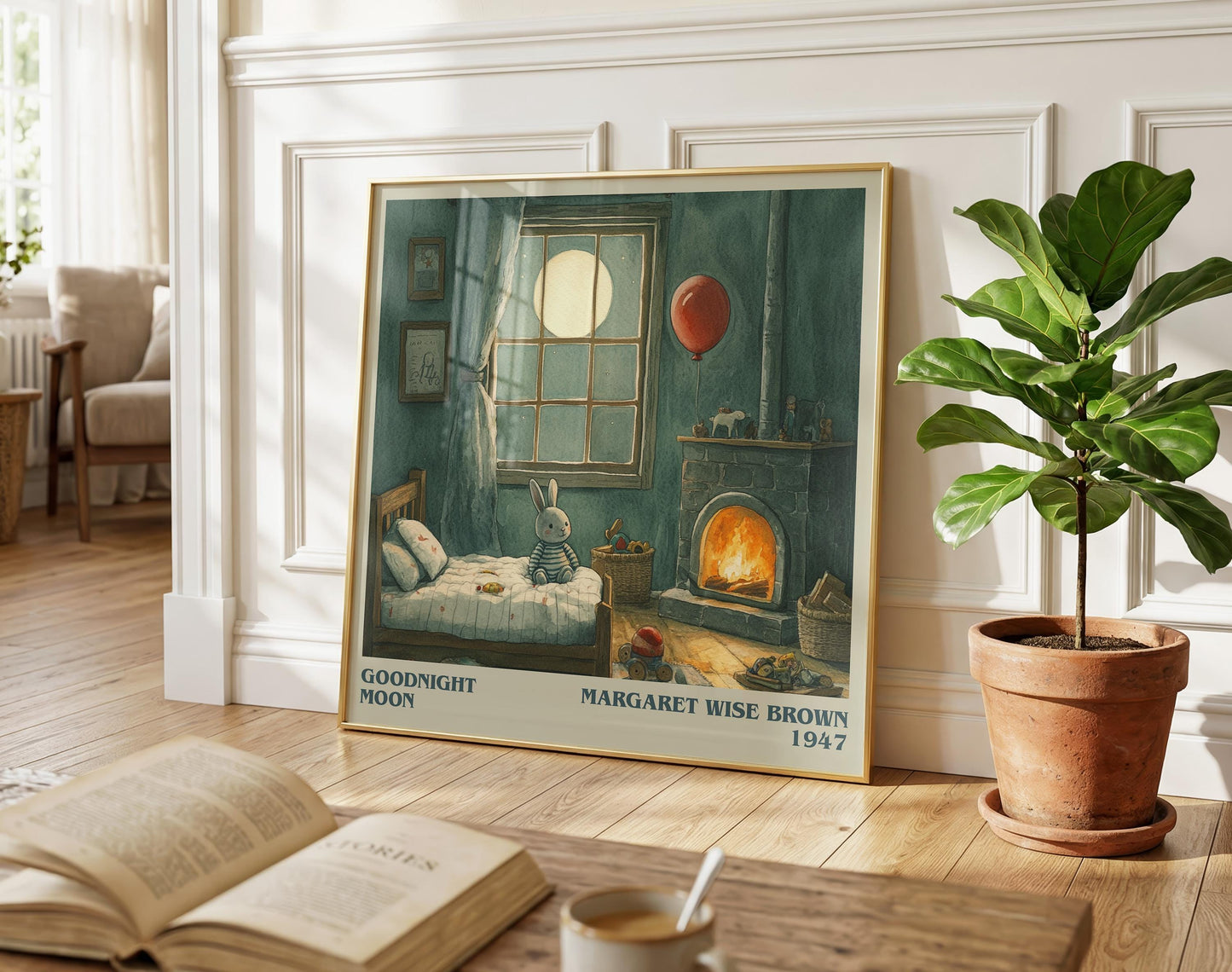Good Night Moon literary poster paired in gallery wall – literary art prints