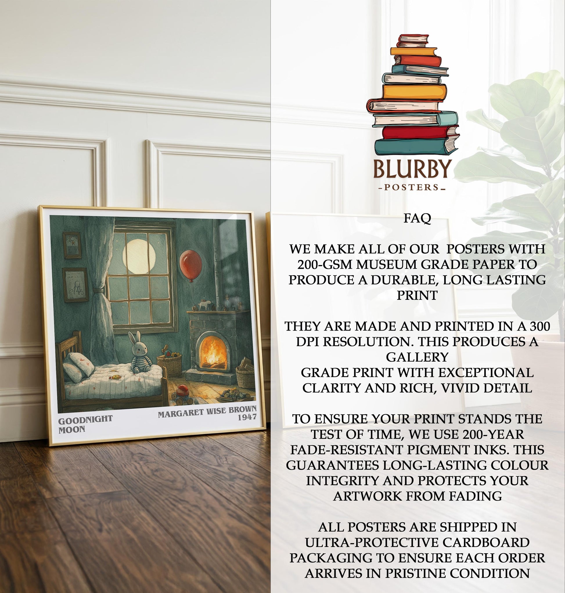 Goodnight Moon by Margaret Wise Brown | Book Poster | Literary Art Gift For Book Lover | Novel Inspired Wall Art | Free Delivery