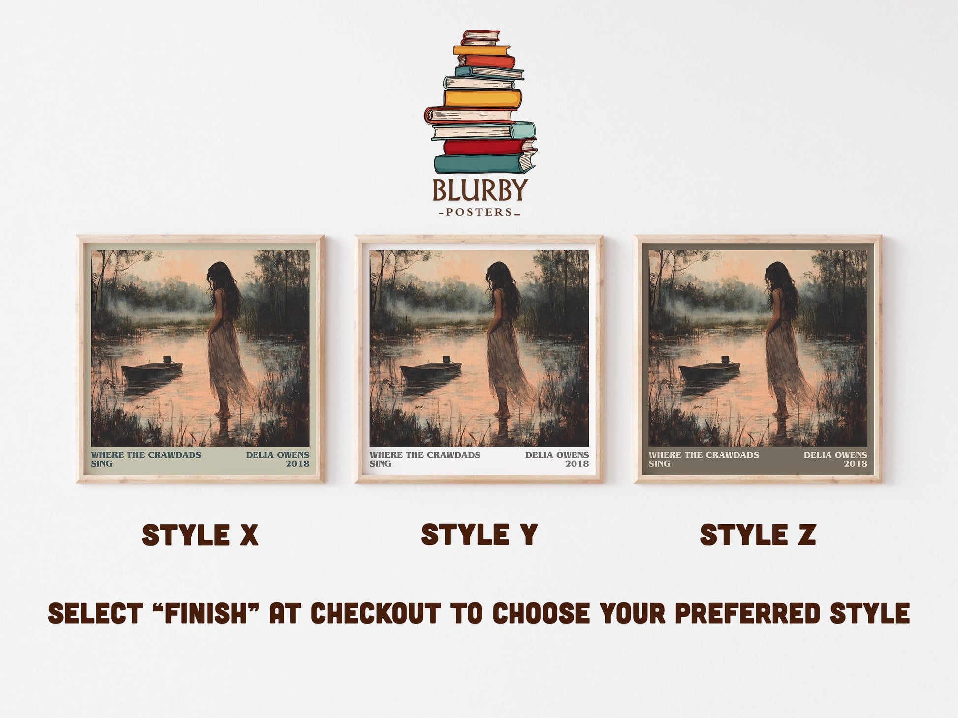 Where the Crawdads Sing literary art print colour and style options – Delia Owens book art