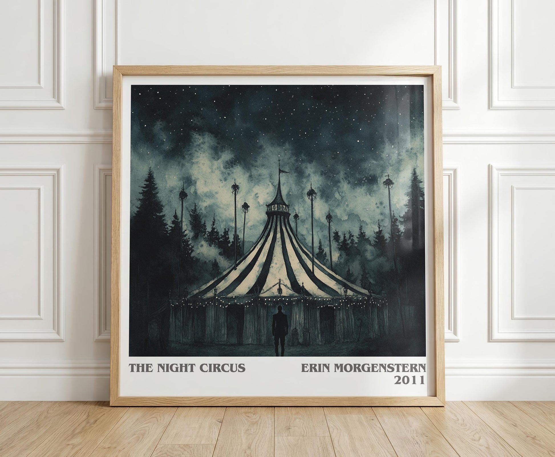 The Night Circus literary print in frame leaning in hallway – fantasy wall art