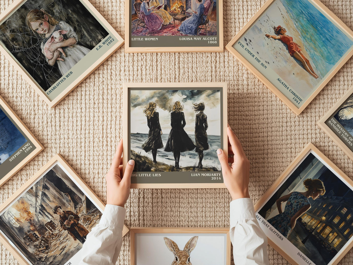 Big Little Lies literary print on bookshelf – Lian Moriarty fan gift