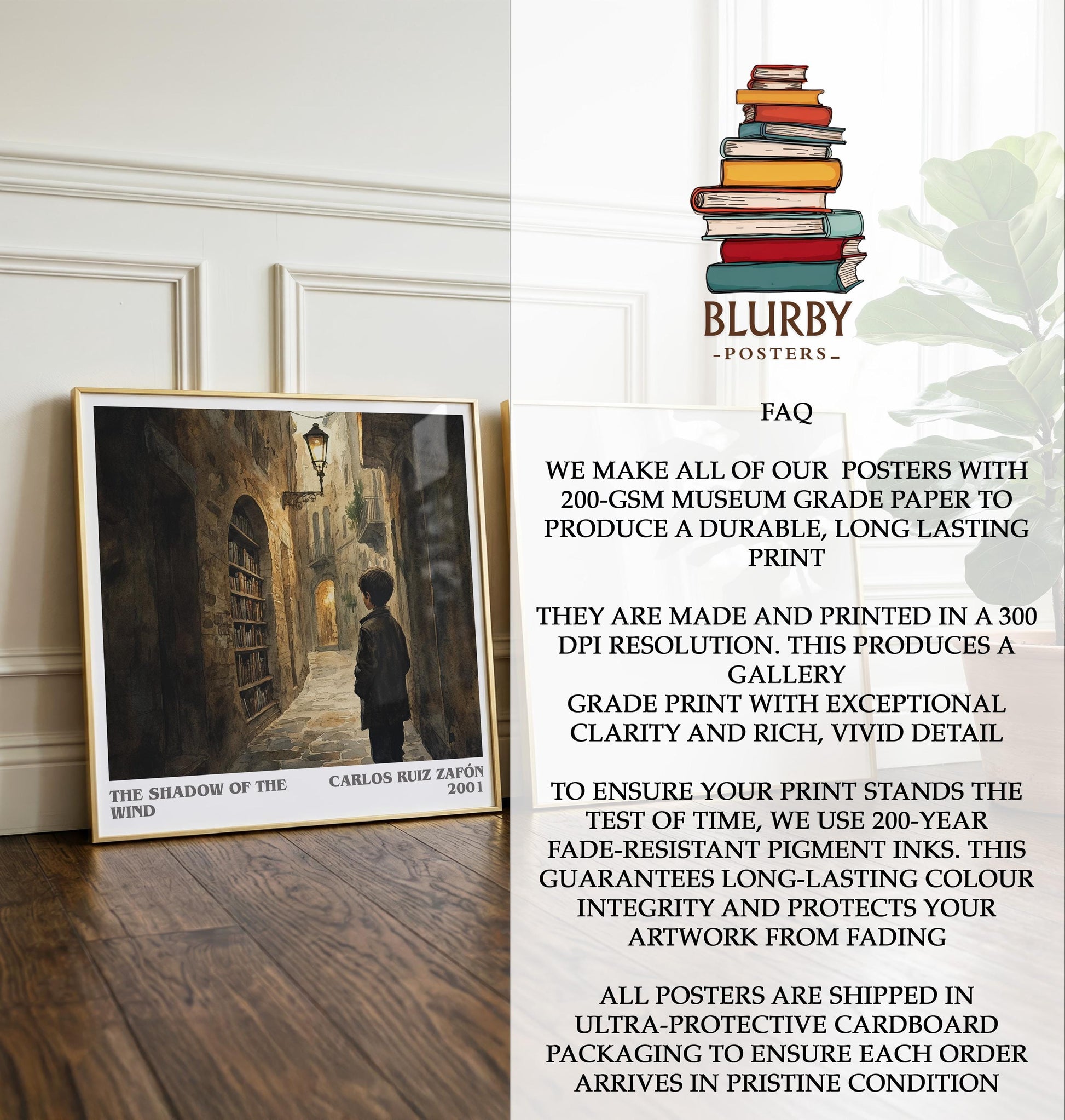 The Shadow Of The Wind by Carlos Ruiz Zafón | Book Poster | Literary Art Gift For Book Lover | Novel Inspired Wall Art | Free Delivery