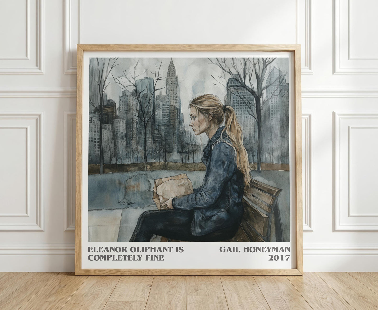 Eleanor Oliphant Is Completely Fine literary print in frame leaning in hallway – coming of age wall art