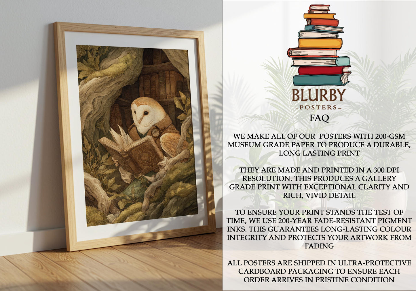 Barn Owl in Tree Print | Cozy Wall Decor | Cute Gift For Book Lover | Book Nook Poster | Book Art | Aesthetic Room Art | Reader Home Decor - Book Poster Art Print Decor Bookish