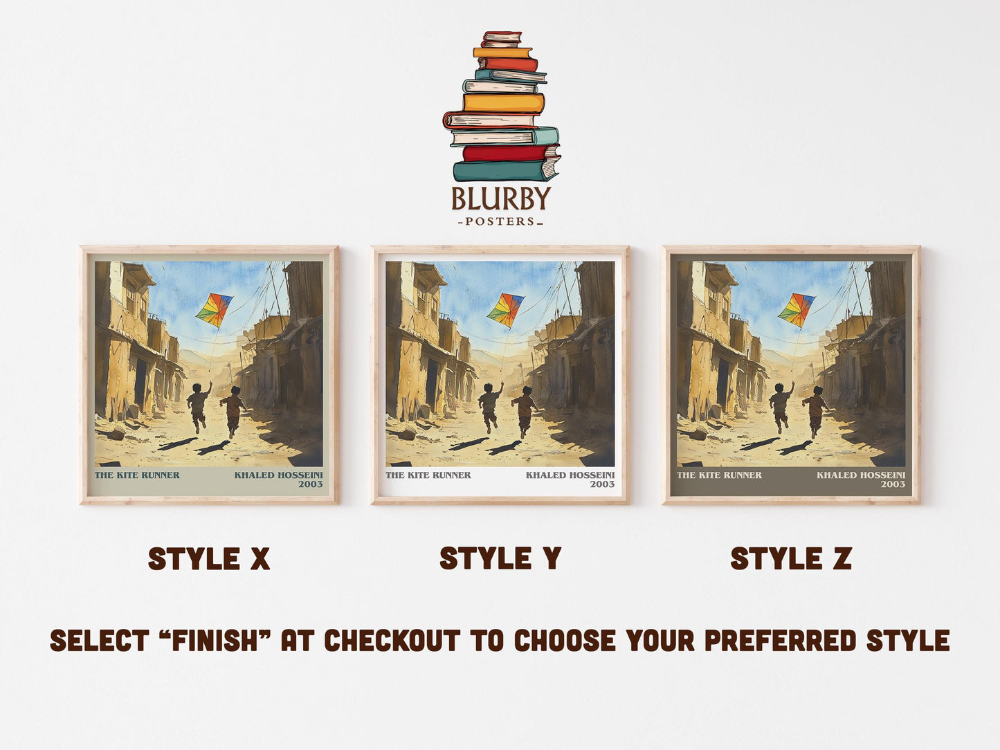 The Kite Runner literary art print colour and style options – Khaled Hosseini book art