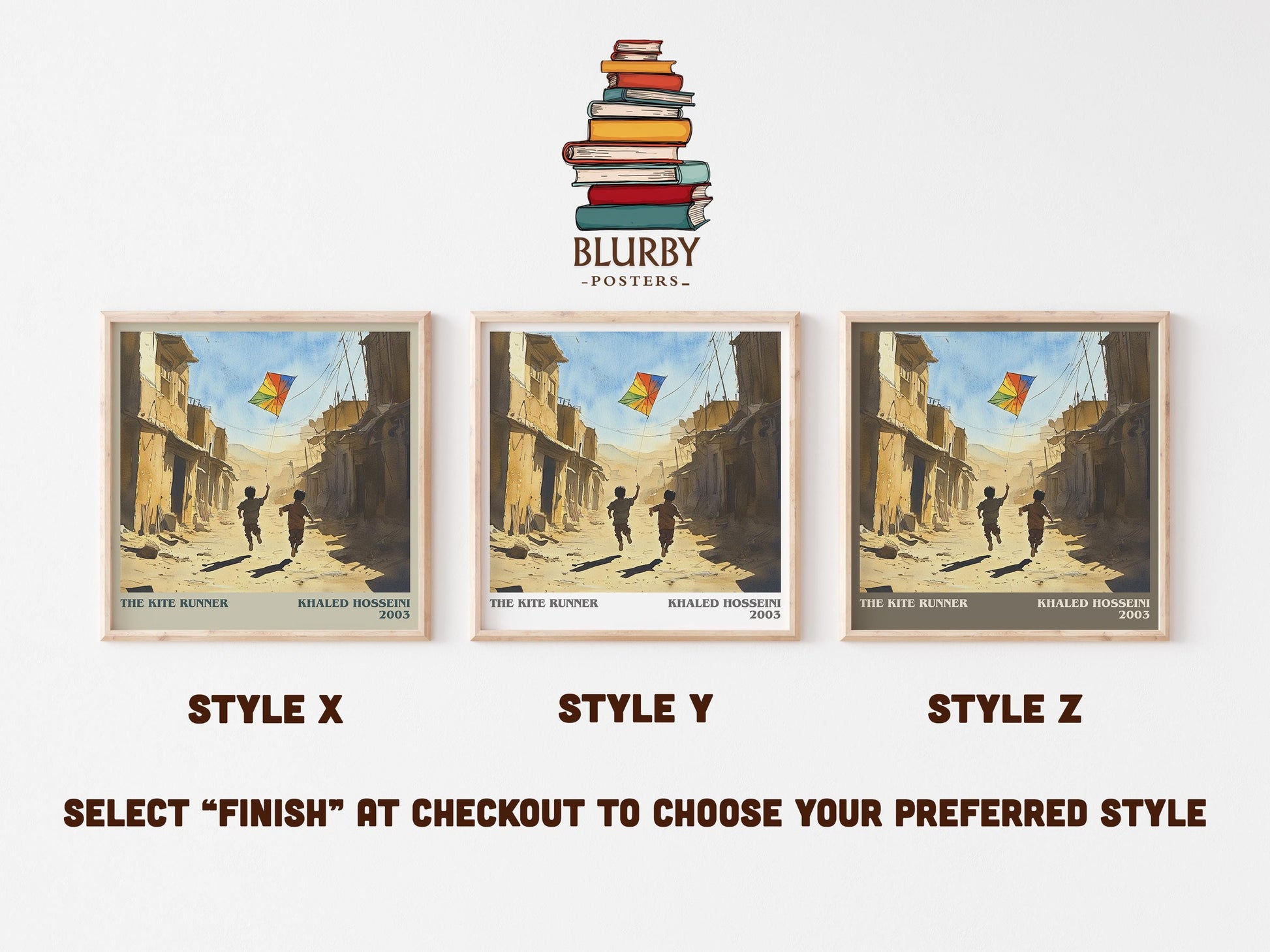 The Kite Runner literary art print colour and style options – Khaled Hosseini book art