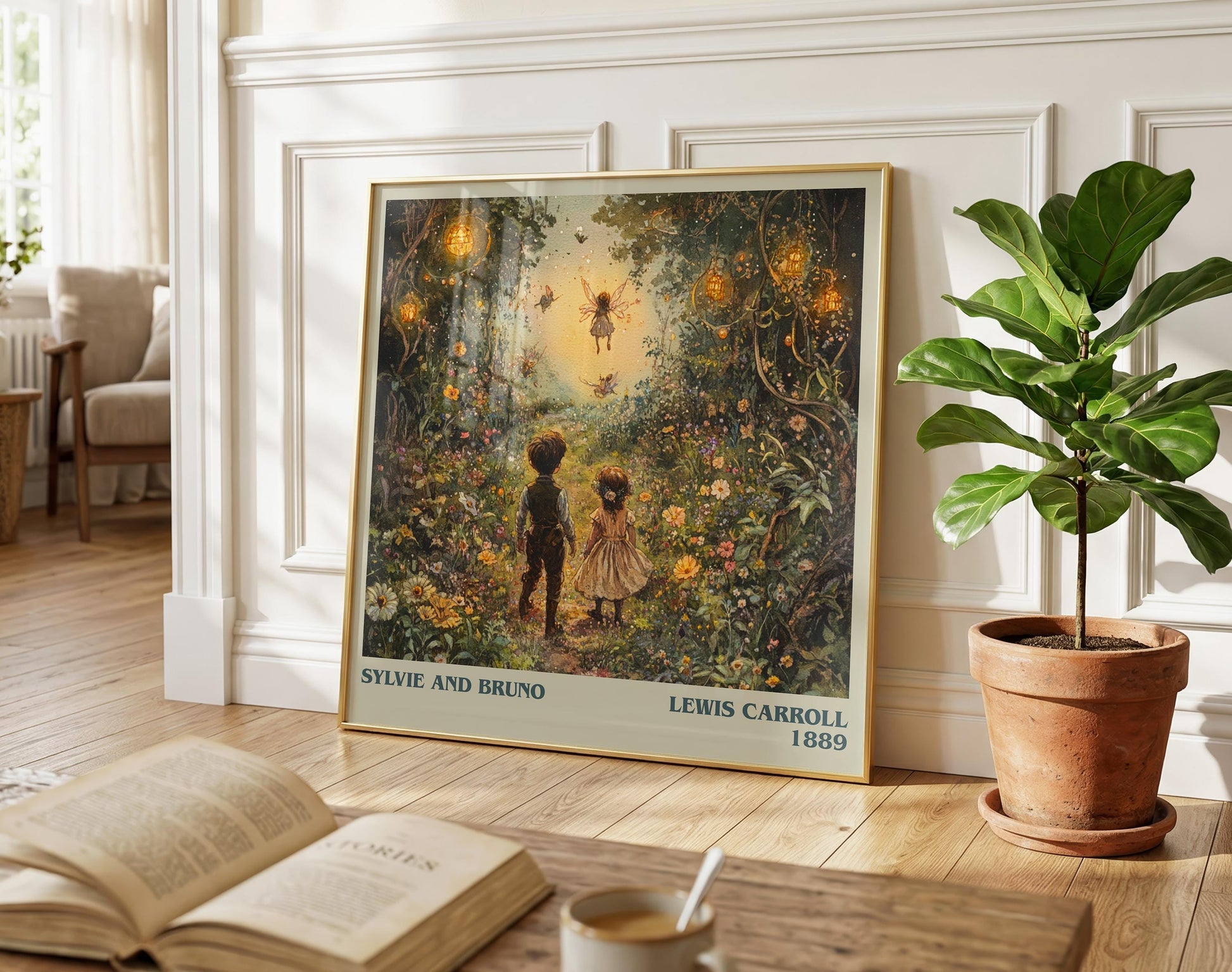 Sylvie and Bruno literary poster paired in gallery wall – literary art prints