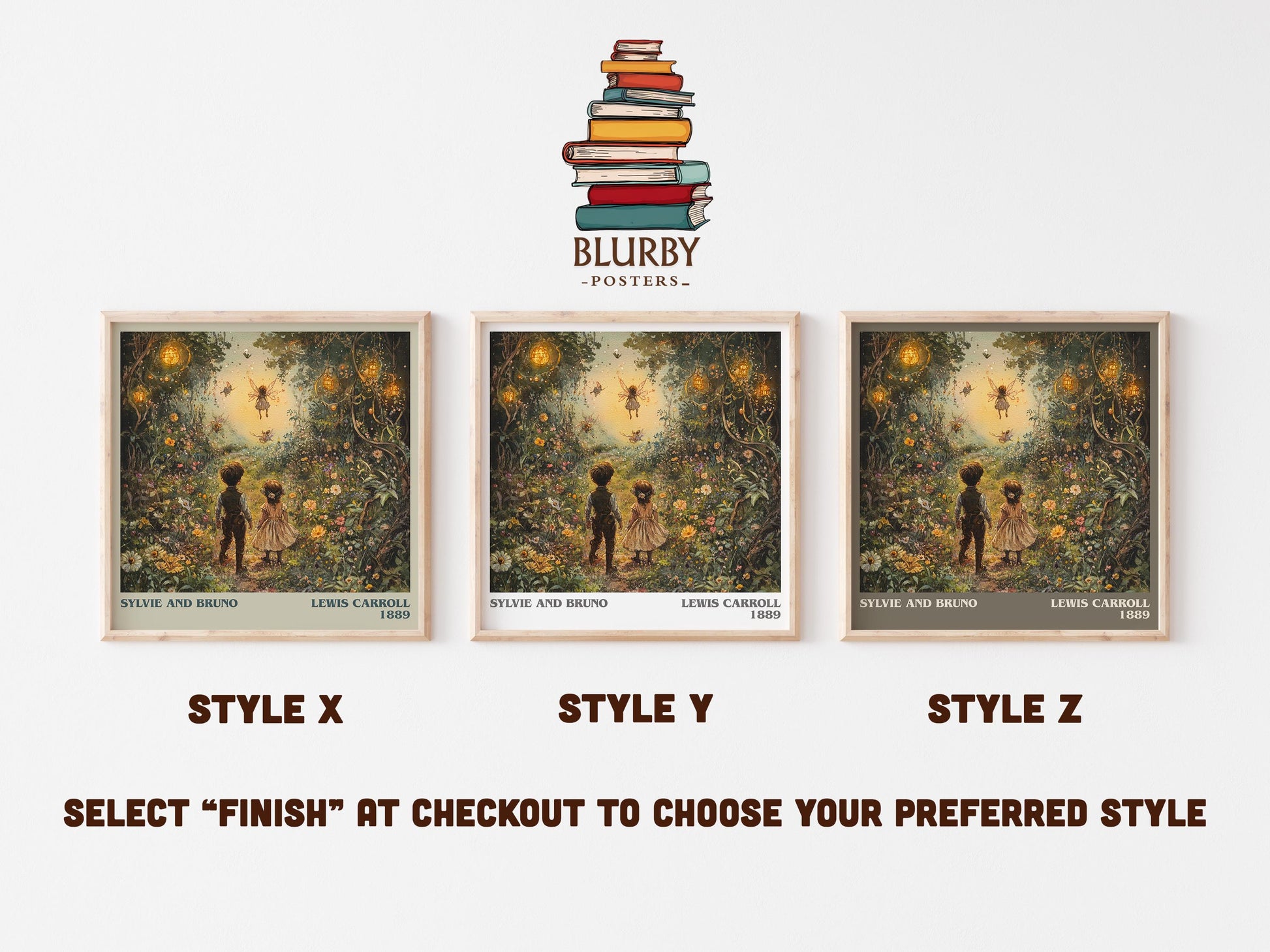 Sylvie and Bruno literary art print colour and style options – Lewis Carroll book art