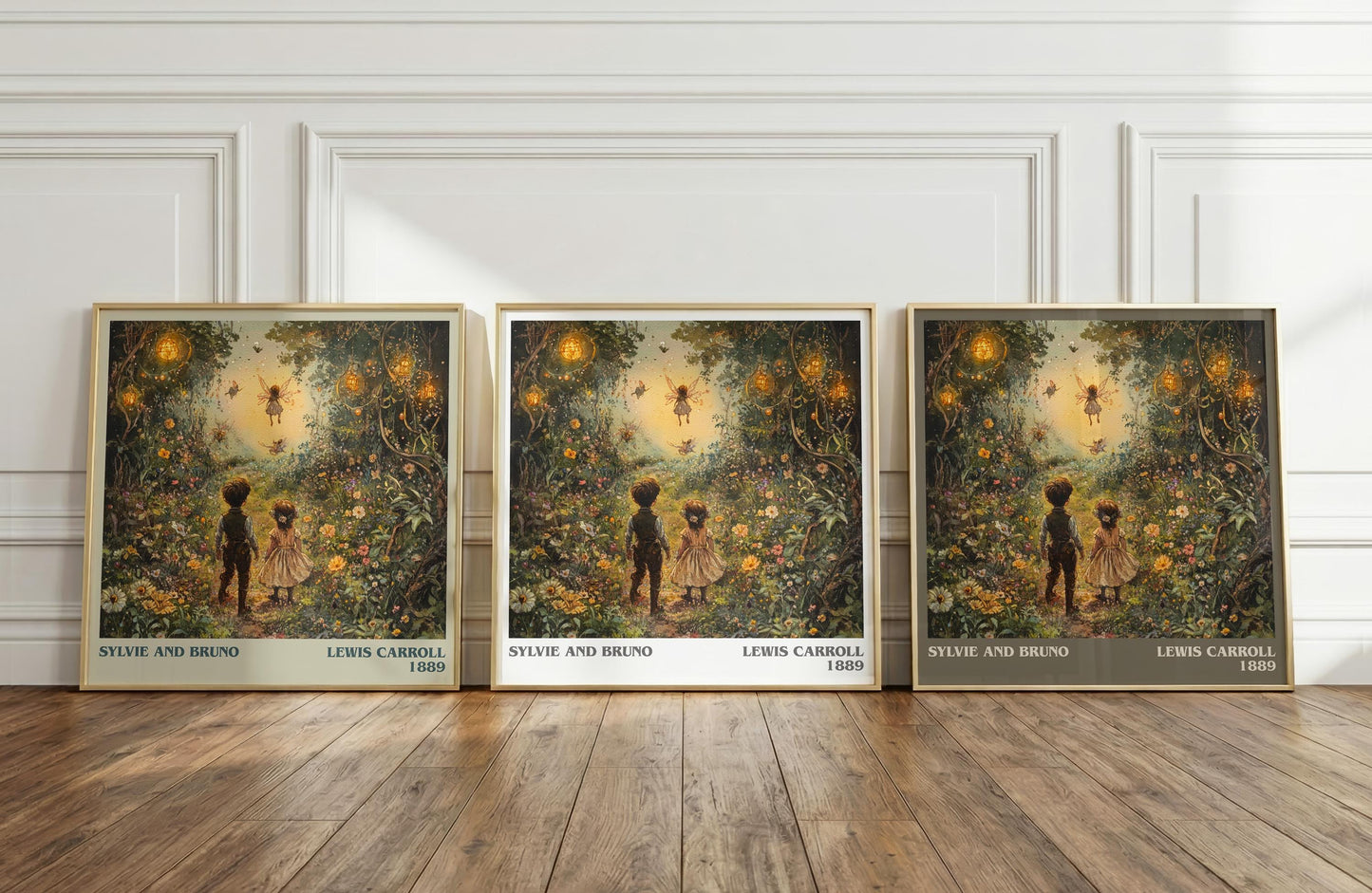 Sylvie and Bruno literary print framed by window – literary home decor