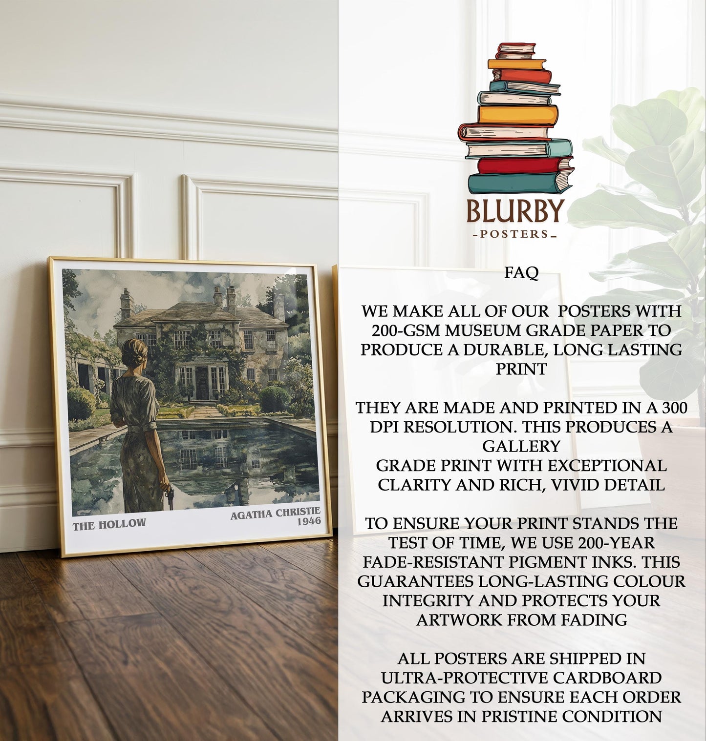 The Hollow by Agatha Christie | Book Poster | Literary Art Gift For Book Lover | Novel Inspired Wall Art | Free Delivery