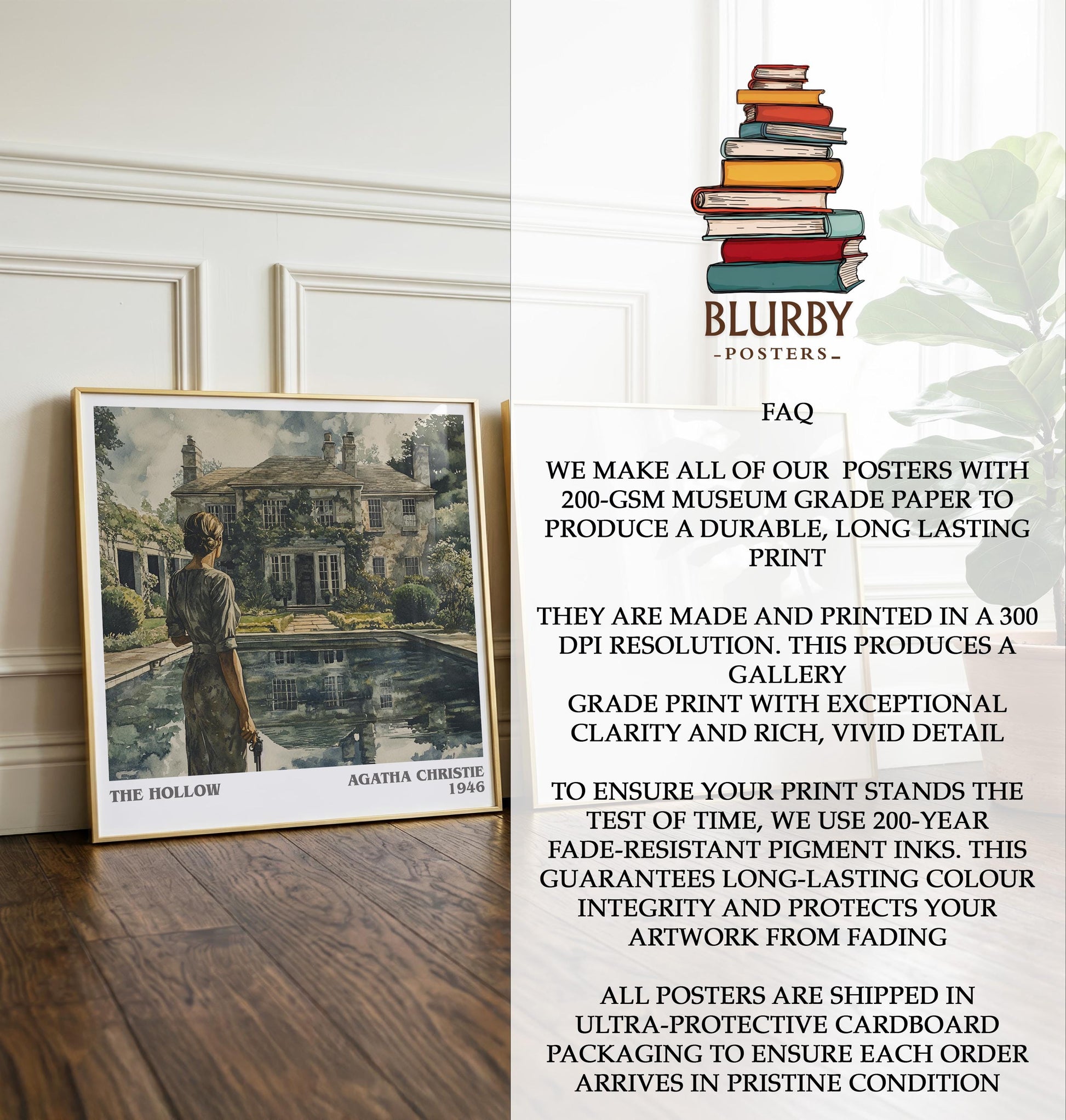 The Hollow by Agatha Christie | Book Poster | Literary Art Gift For Book Lover | Novel Inspired Wall Art | Free Delivery