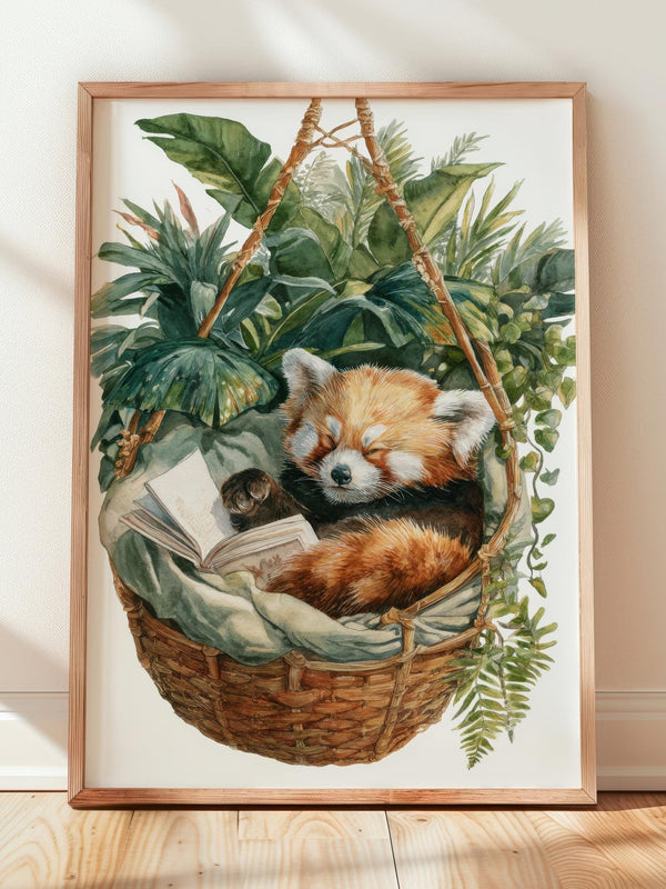 Red Panda Reading Print | Cozy Wall Decor | Gift For Book Lover | Book Nook Poster | Book Art | Aesthetic Room Art | Reader Home Decor - Book Poster Art Print Decor Bookish