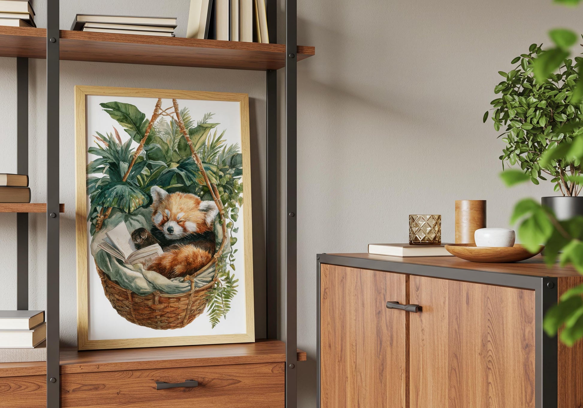 Red Panda Reading Print | Cozy Wall Decor | Gift For Book Lover | Book Nook Poster | Book Art | Aesthetic Room Art | Reader Home Decor - Book Poster Art Print Decor Bookish