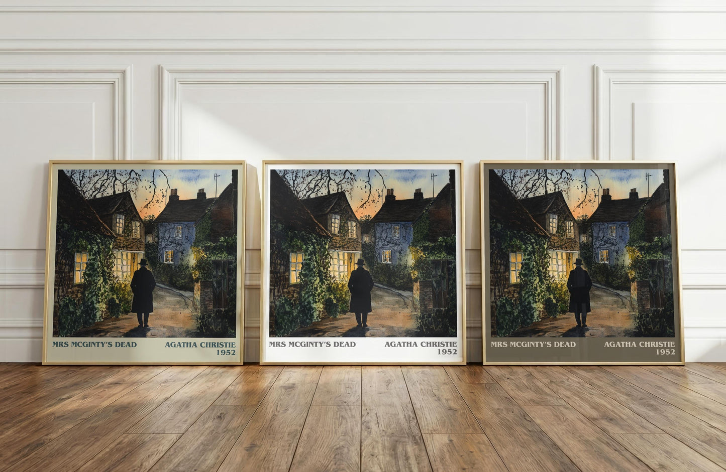 Mrs McGinty's Dead literary print framed by window – literary home decor
