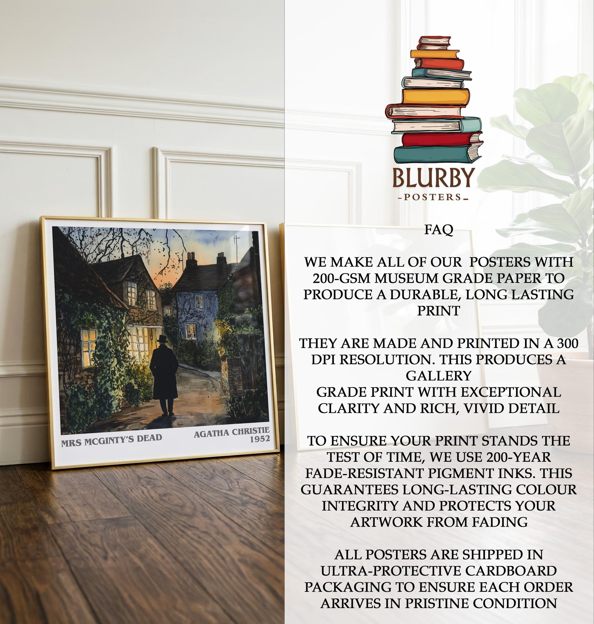 Mrs Mcginty’s Dead by Agatha Christie | Book Poster | Literary Art Gift For Book Lover | Novel Inspired Wall Art | Free Delivery