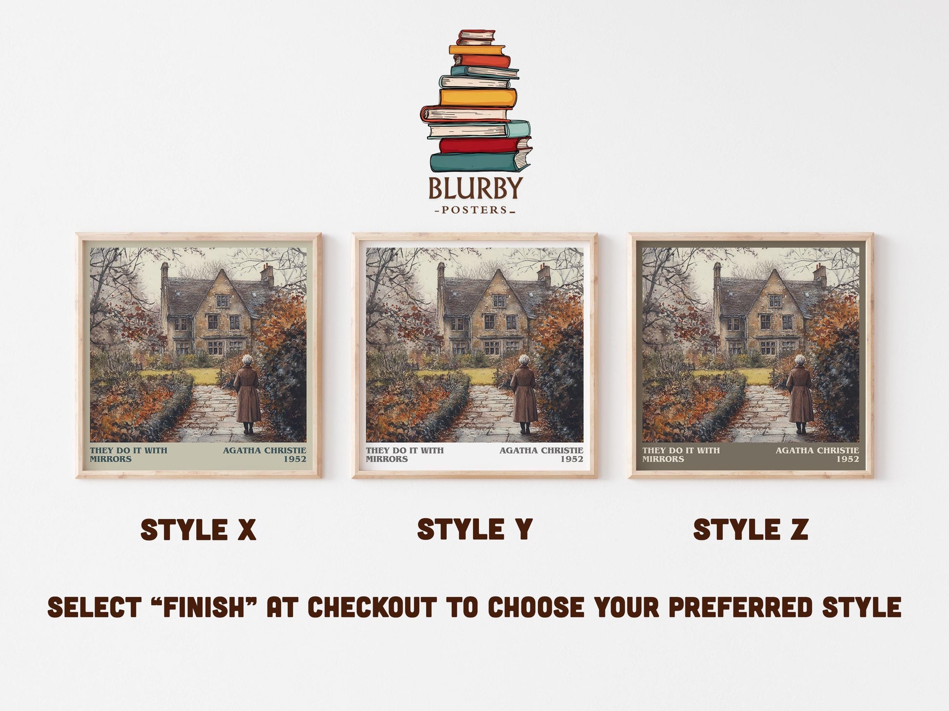 They Do It with Mirrors literary art print colour and style options – Agatha Christie book art