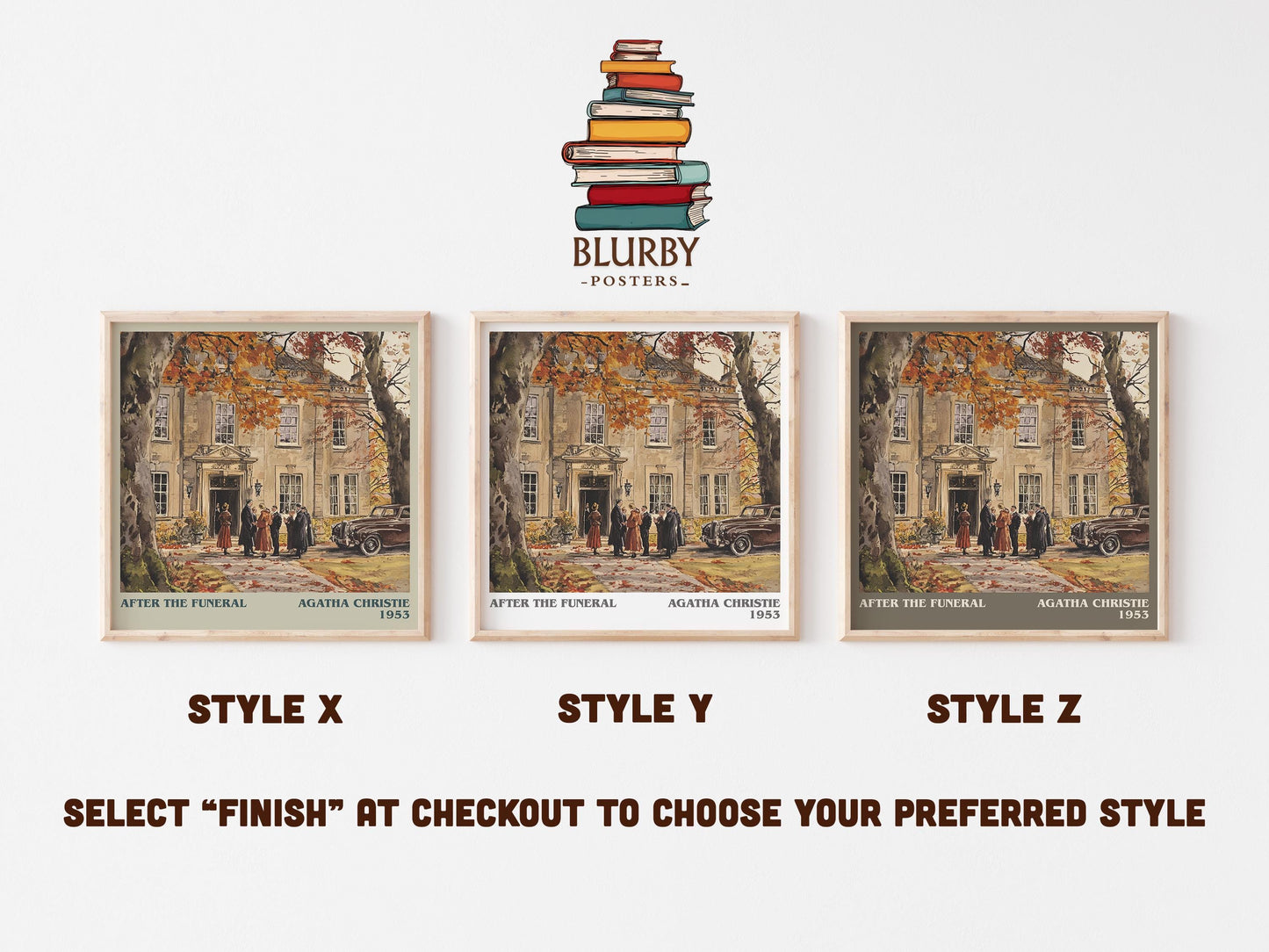 After the Funeral literary art print colour and style options – Agatha Christie book art