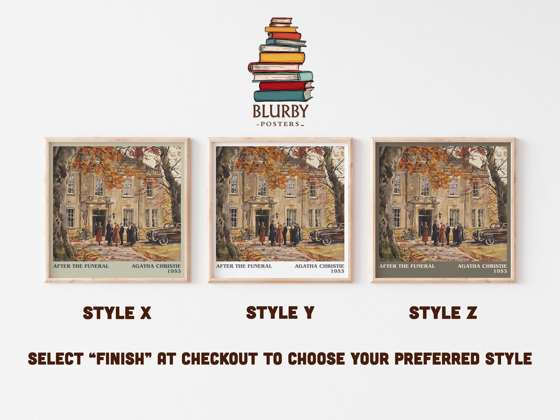 After the Funeral literary art print colour and style options – Agatha Christie book art