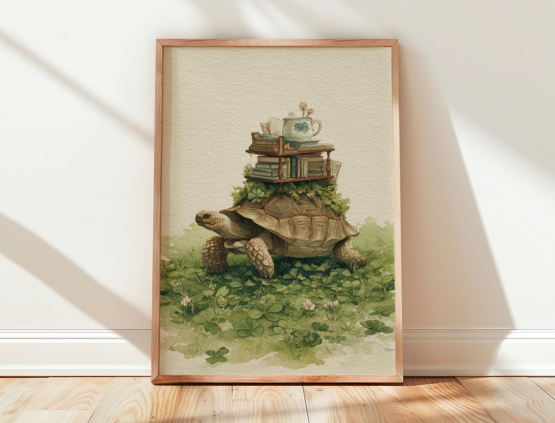Tortoise Book Library Print | Cozy Wall Decor | Book Lover Gift | Book Nook Poster | Book Art | Aesthetic Room Art | Reader Home Decor - Book Poster Art Print Decor Bookish