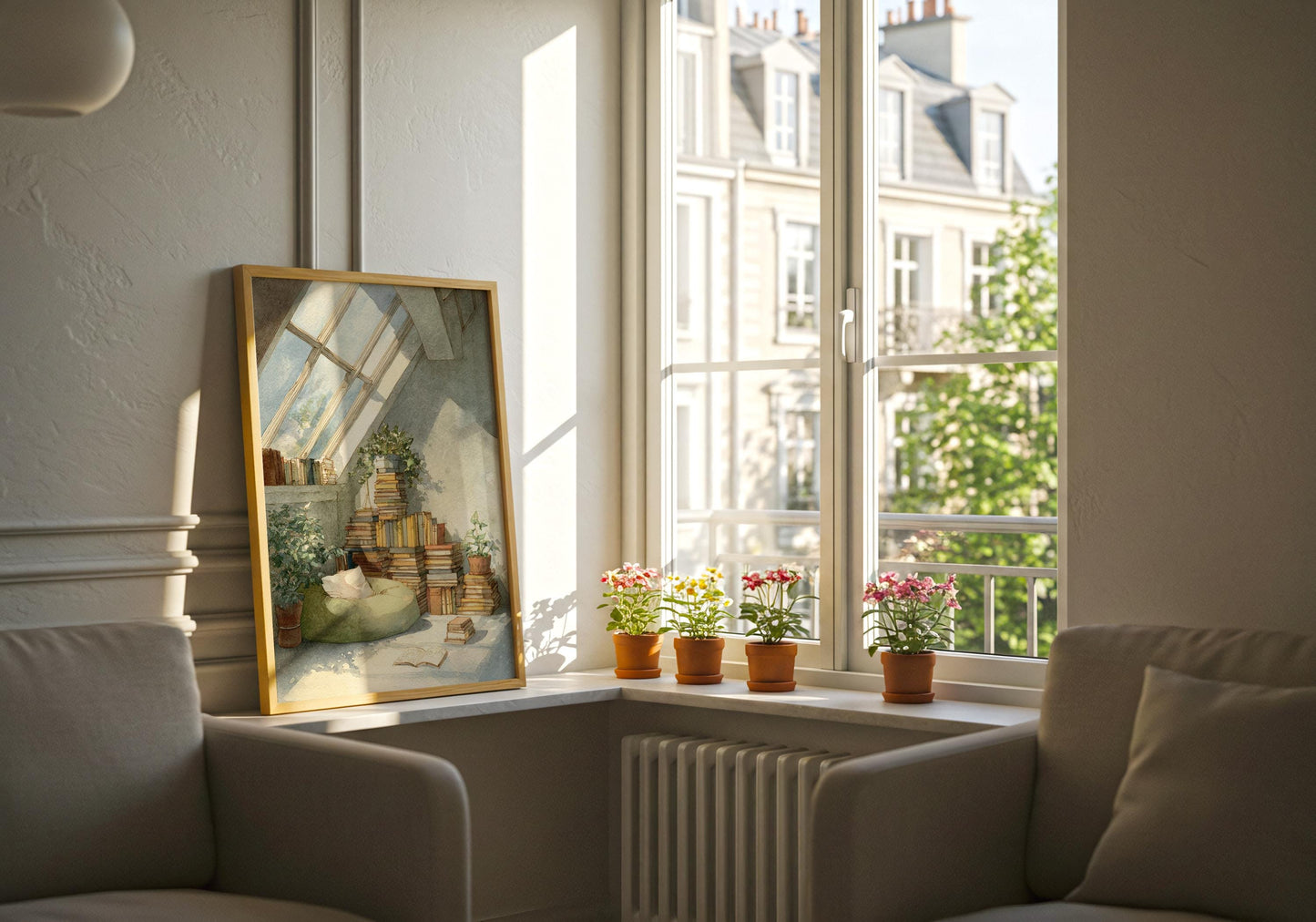 Attic Sunroom Library Print | Cozy Wall Decor | Book Lover Gift | Book Nook Poster | Book Art | Aesthetic Room Art | Reader Home Decor - Book Poster Art Print Decor Bookish
