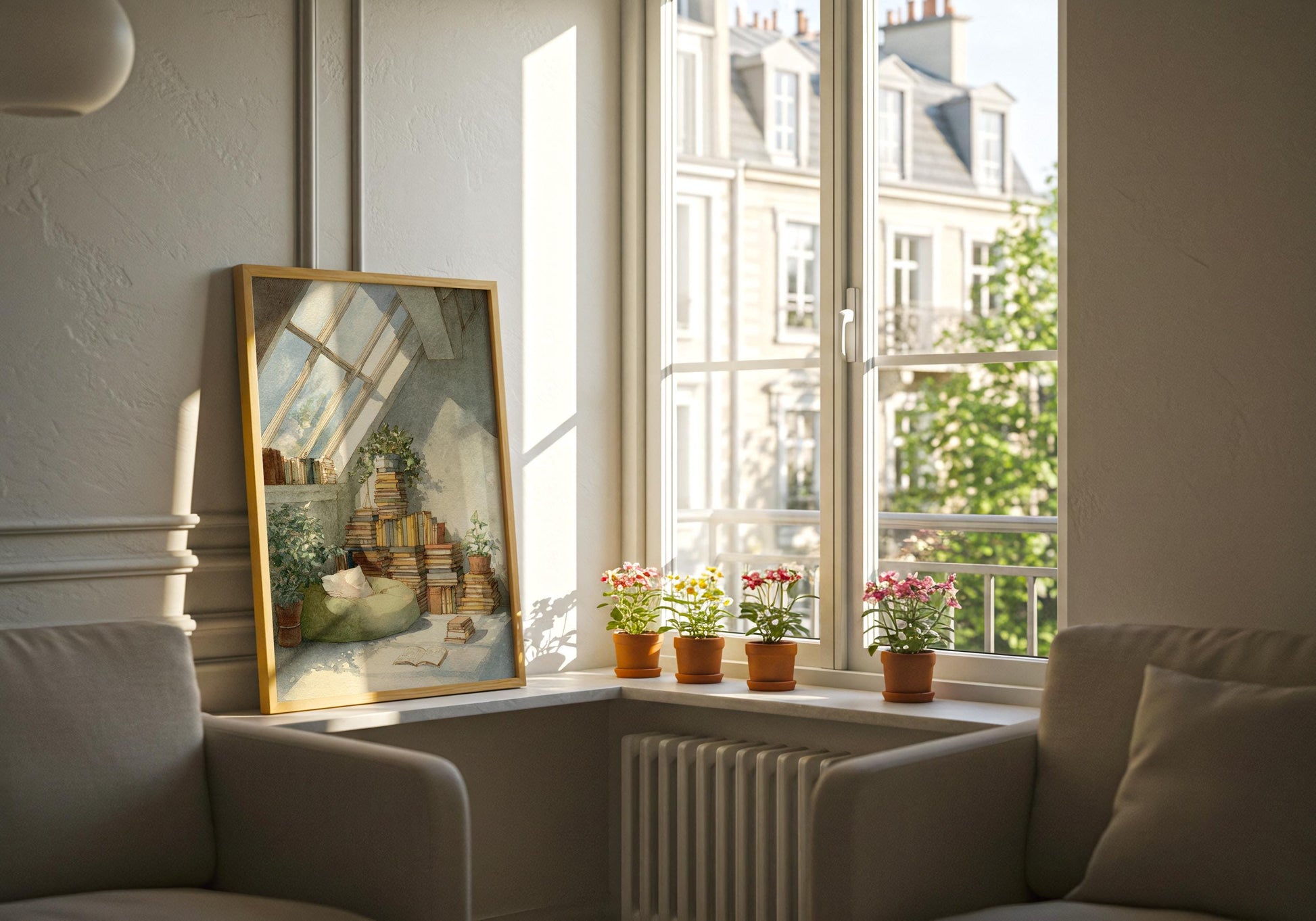 Attic Sunroom Library Print | Cozy Wall Decor | Book Lover Gift | Book Nook Poster | Book Art | Aesthetic Room Art | Reader Home Decor - Book Poster Art Print Decor Bookish