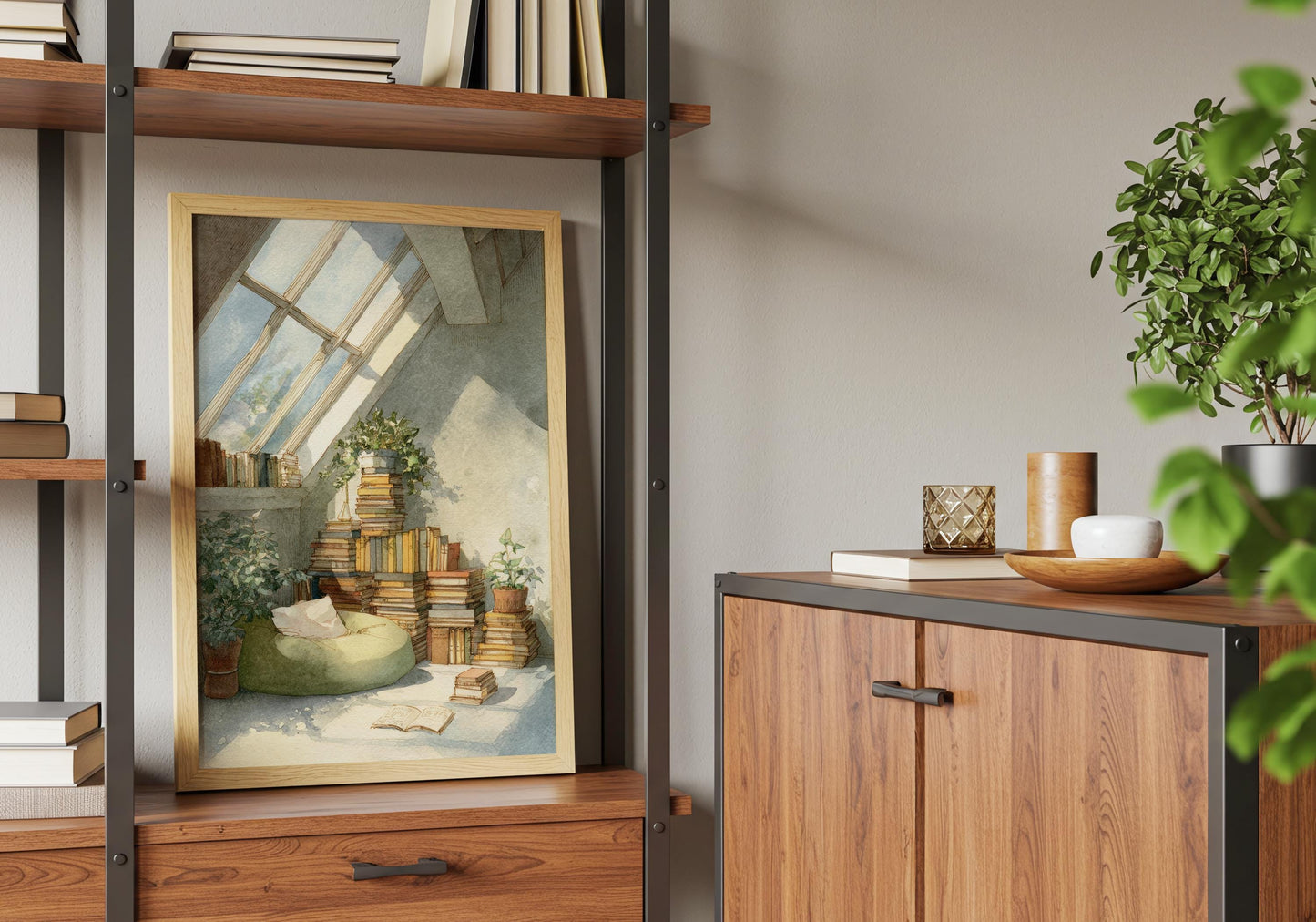 Attic Sunroom Library Print | Cozy Wall Decor | Book Lover Gift | Book Nook Poster | Book Art | Aesthetic Room Art | Reader Home Decor - Book Poster Art Print Decor Bookish