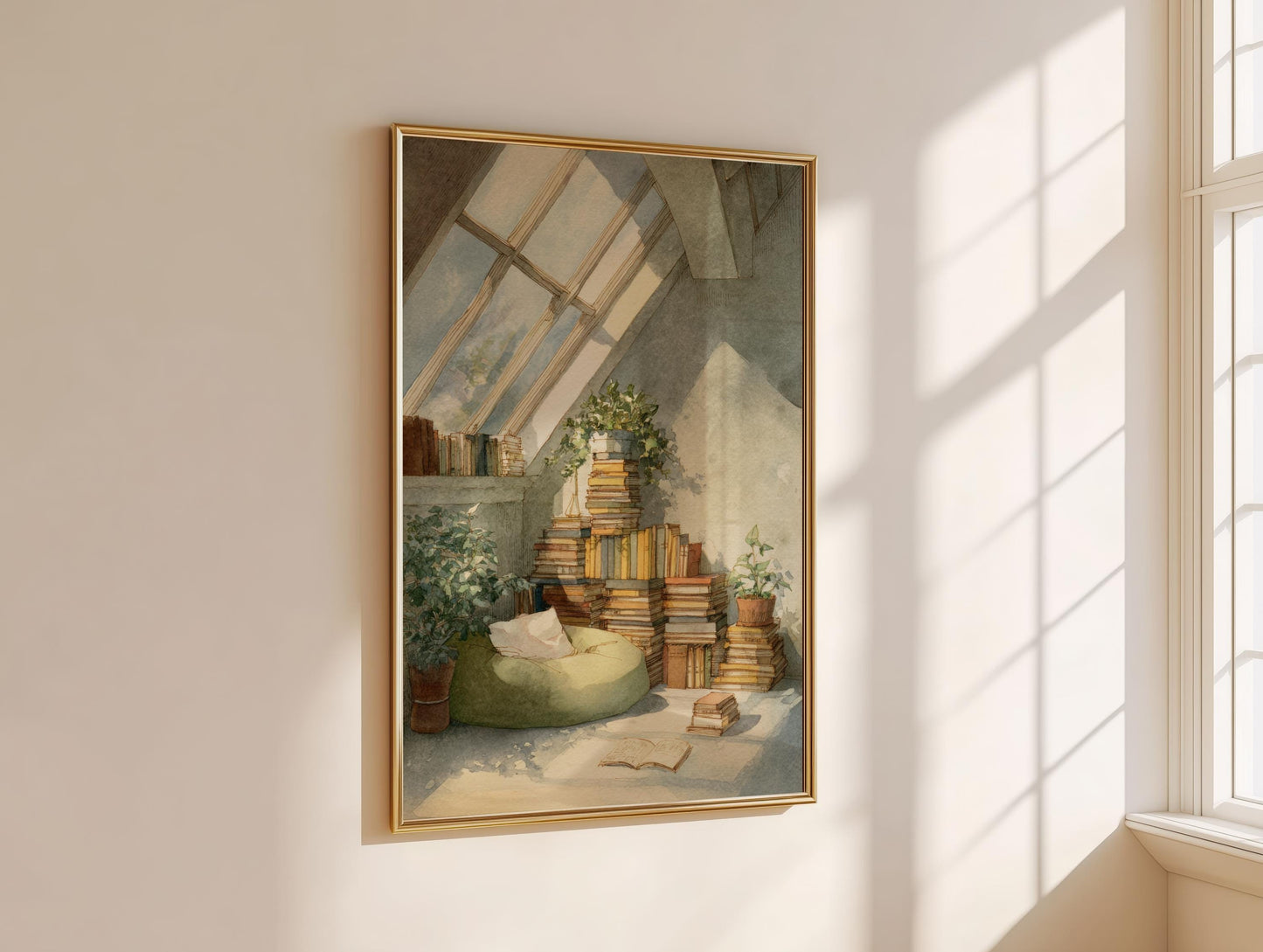 Attic Sunroom Library Print | Cozy Wall Decor | Book Lover Gift | Book Nook Poster | Book Art | Aesthetic Room Art | Reader Home Decor - Book Poster Art Print Decor Bookish