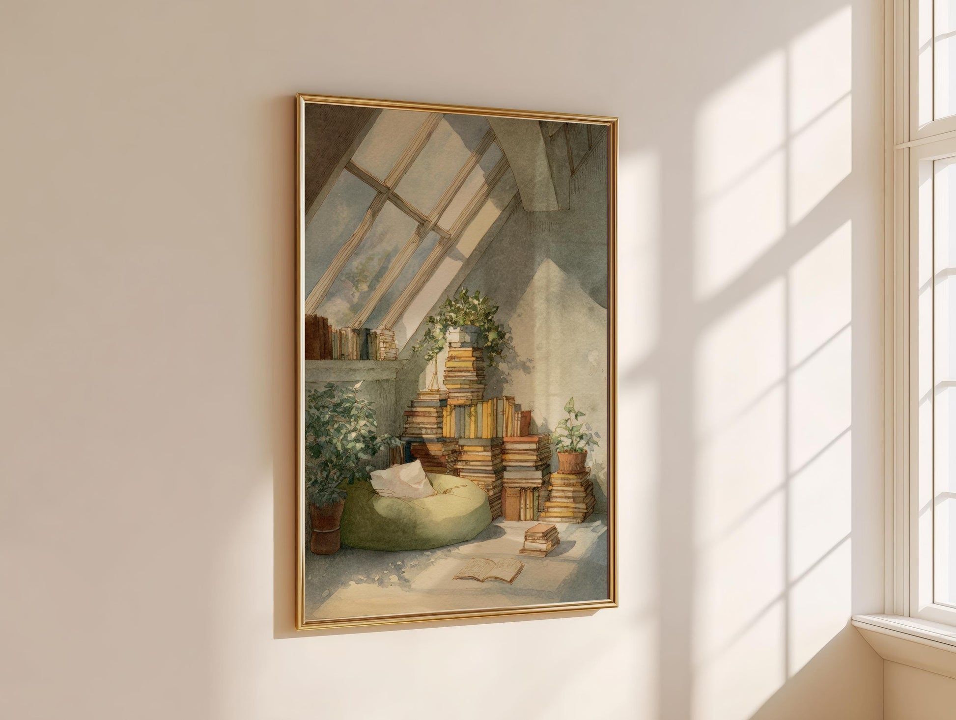 Attic Sunroom Library Print | Cozy Wall Decor | Book Lover Gift | Book Nook Poster | Book Art | Aesthetic Room Art | Reader Home Decor - Book Poster Art Print Decor Bookish
