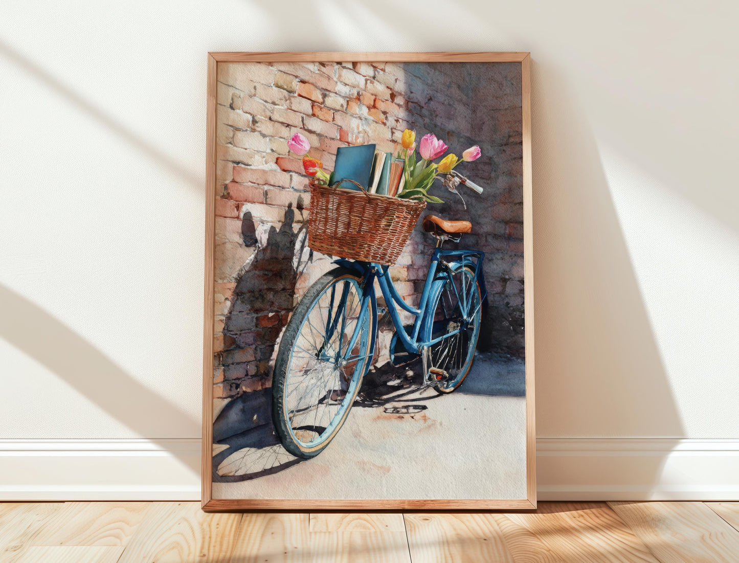 Vintage Bicycle Flower Basket Book Print | Cozy Wall Decor | Book Lover Gift | Book Nook Poster | Book Art | Aesthetic Room Art | Home Decor - Book Poster Art Print Decor Bookish