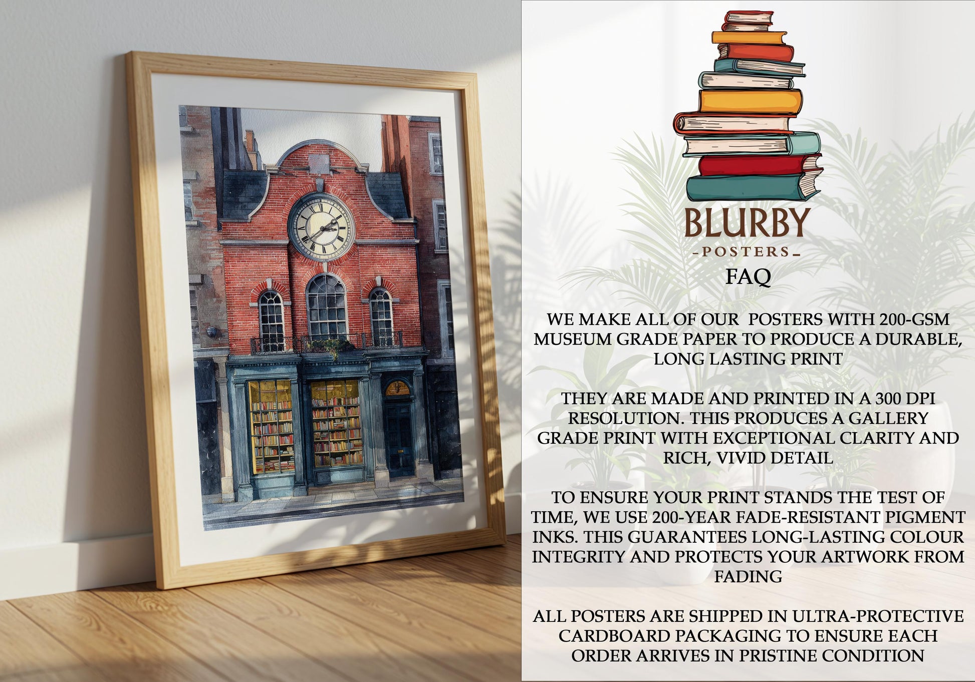 Vintage London Clock Library Print | Cozy Wall Decor | Book Lover Gift | Book Nook Poster | Book Art | Aesthetic Room Art | Home Decor - Book Poster Art Print Decor Bookish