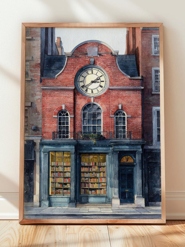 Vintage London Clock Library Print | Cozy Wall Decor | Book Lover Gift | Book Nook Poster | Book Art | Aesthetic Room Art | Home Decor - Book Poster Art Print Decor Bookish