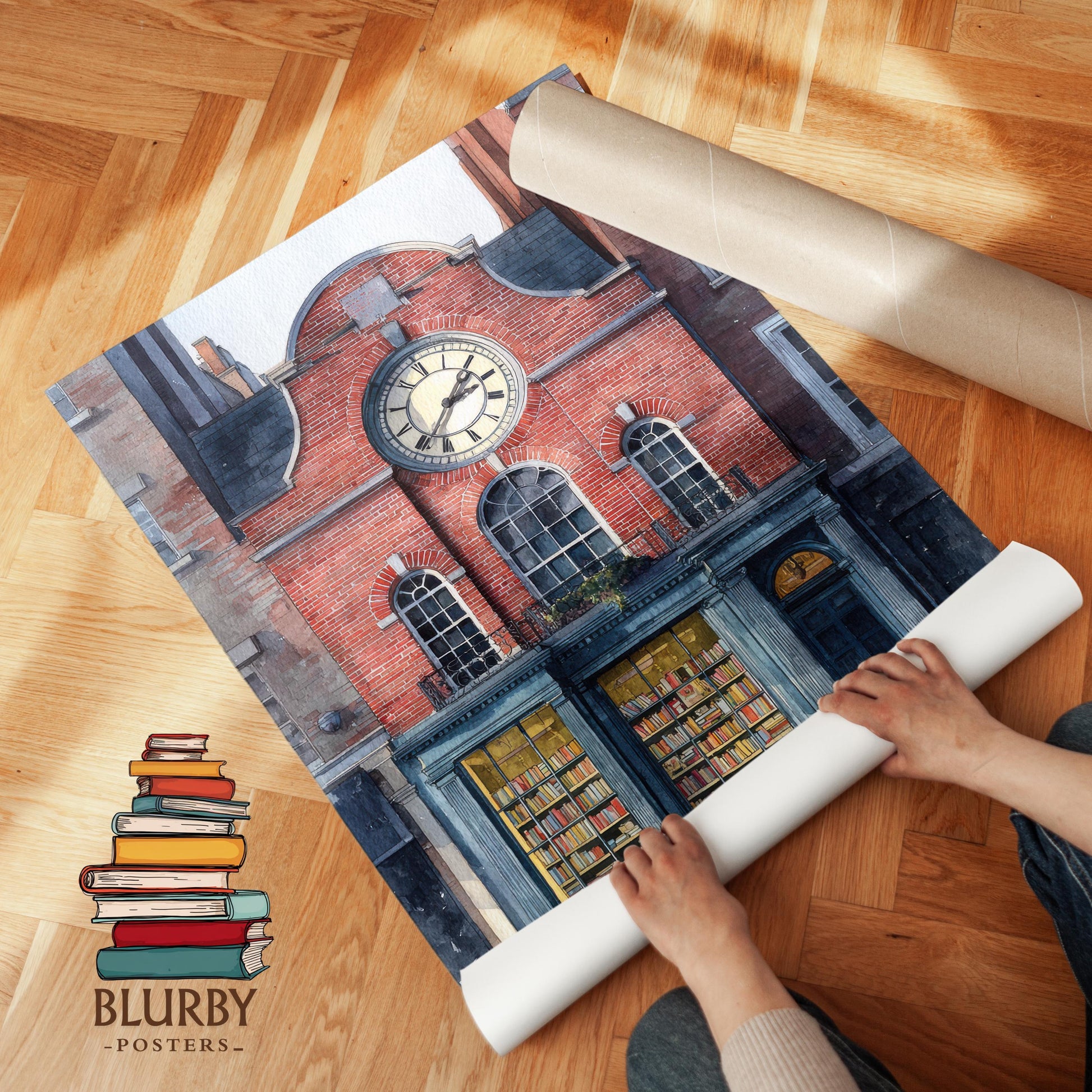 Vintage London Clock Library Print | Cozy Wall Decor | Book Lover Gift | Book Nook Poster | Book Art | Aesthetic Room Art | Home Decor - Book Poster Art Print Decor Bookish