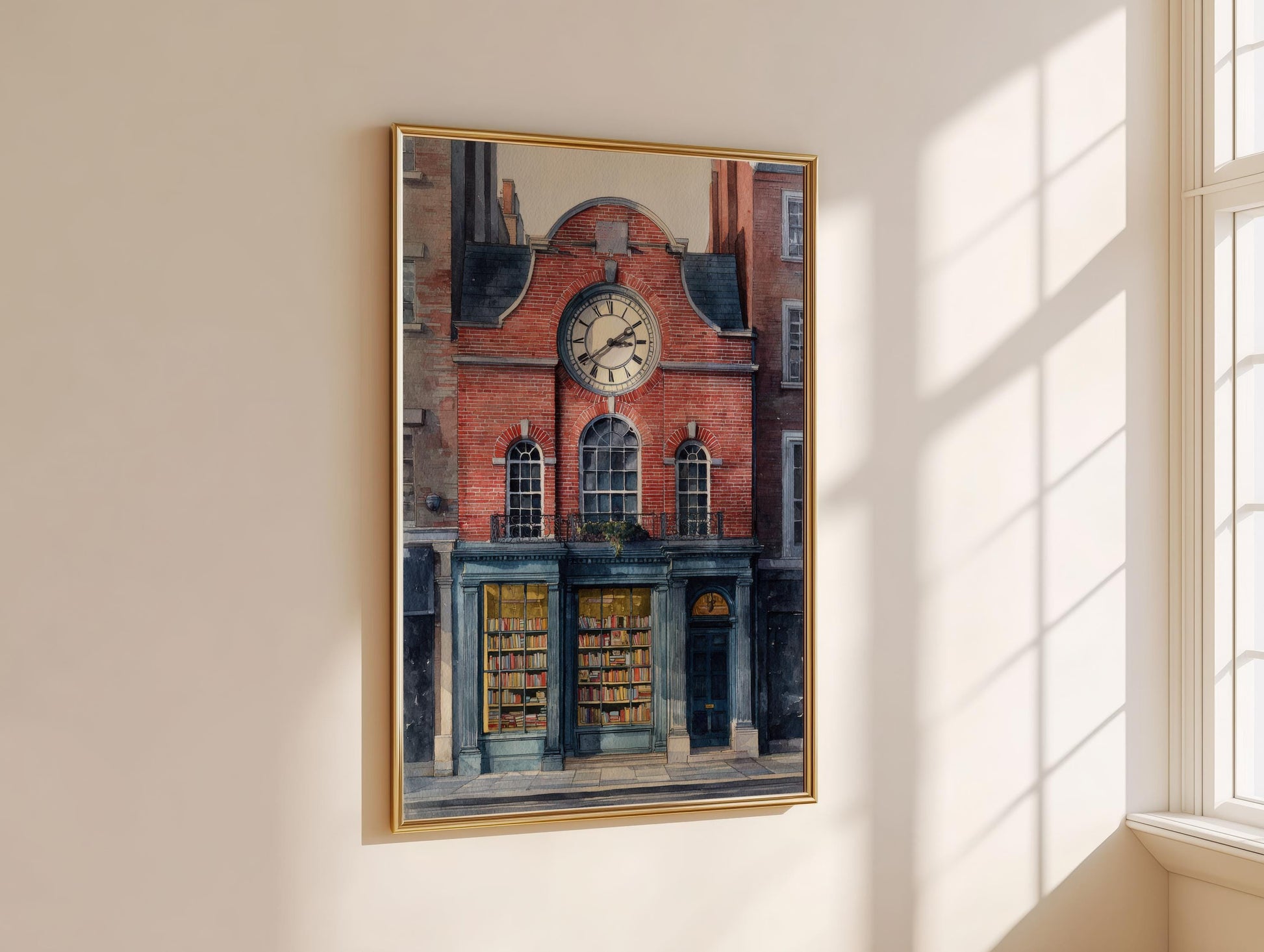 Vintage London Clock Library Print | Cozy Wall Decor | Book Lover Gift | Book Nook Poster | Book Art | Aesthetic Room Art | Home Decor - Book Poster Art Print Decor Bookish