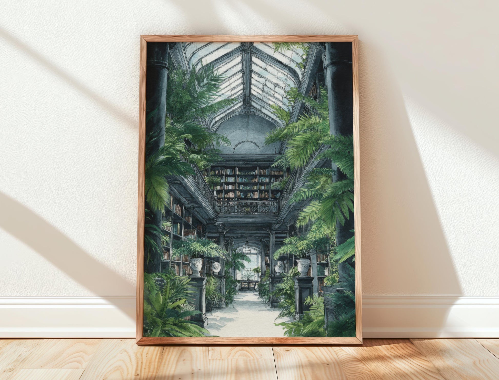 Lush Conservatory Jungle Library Print | Cozy Wall Decor | Book Lover Gift | Book Nook Poster | Book Art | Aesthetic Room Art | Home Decor - Book Poster Art Print Decor Bookish