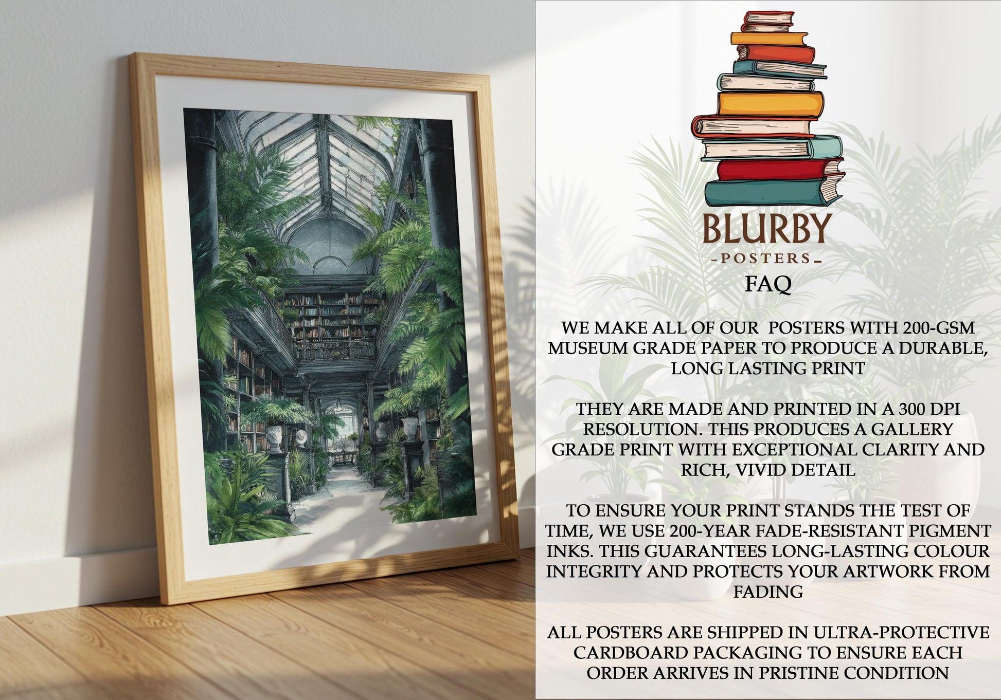 Lush Conservatory Jungle Library Print | Cozy Wall Decor | Book Lover Gift | Book Nook Poster | Book Art | Aesthetic Room Art | Home Decor - Book Poster Art Print Decor Bookish