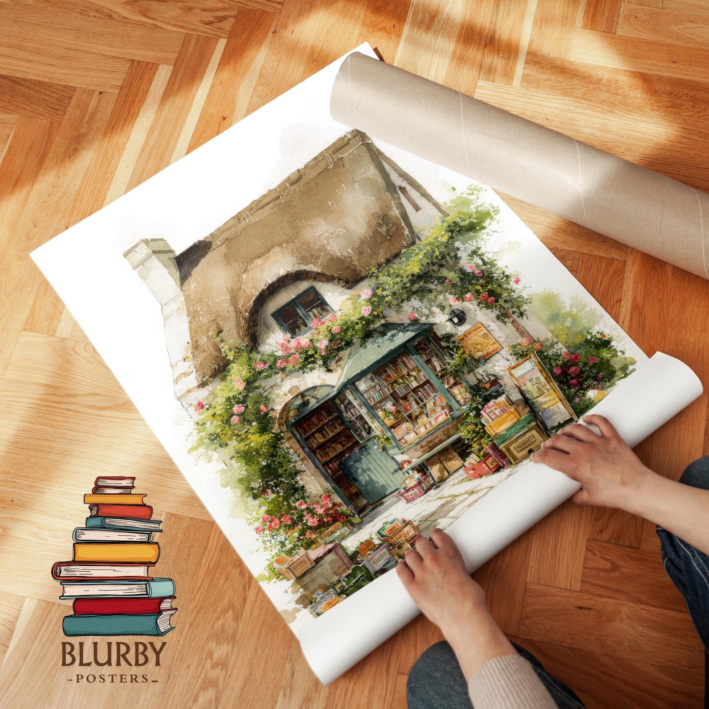 Thatched Roof Cottage Bookshop Print | Cozy Wall Decor | Book Lover Gift | Book Nook Poster | Book Art | Aesthetic Room Art | Home Decor - Book Poster Art Print Decor Bookish