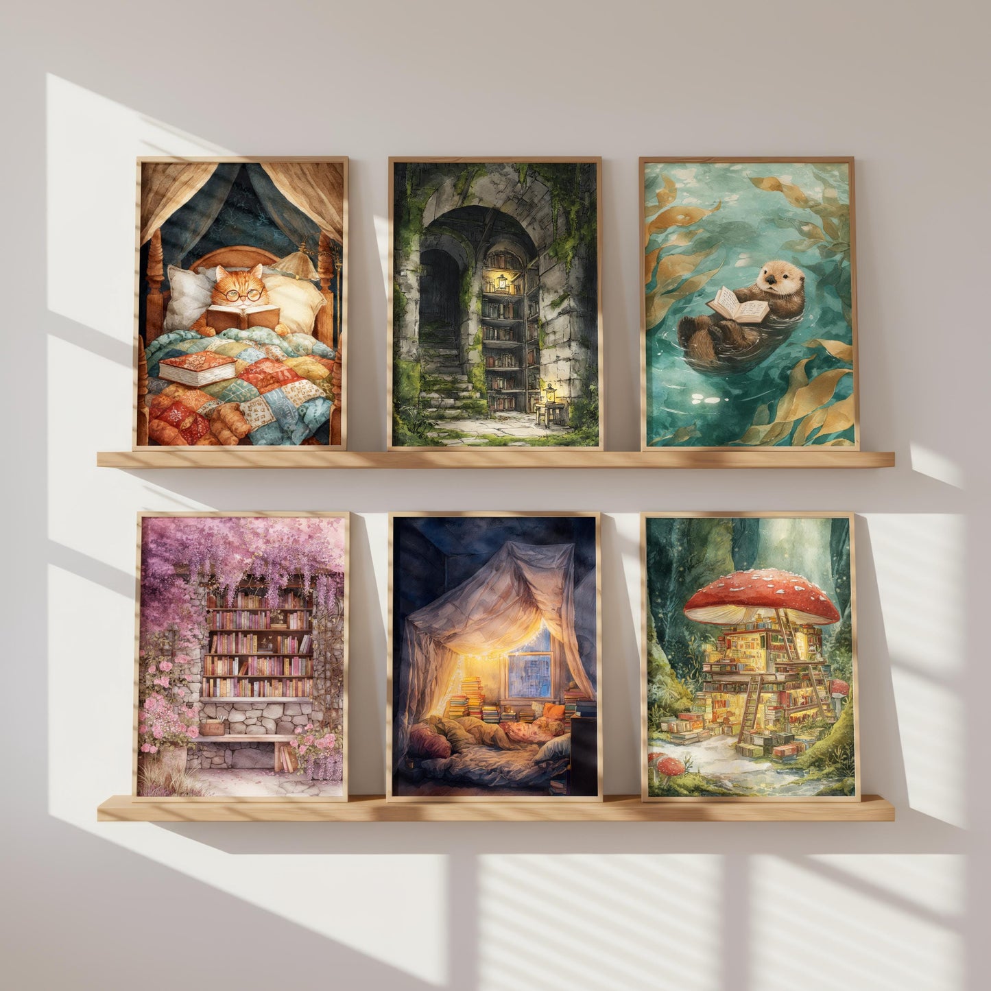 Dark Academia Hidden Stone Library Print | Cozy Wall Decor | Book Lover Gift | Book Nook Poster | Book Art | Aesthetic Room Art | Home Decor - Book Poster Art Print Decor Bookish