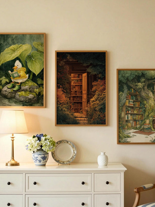 Secret Garden Hidden Library Print | Cozy Wall Decor | Book Lover Gift | Book Nook Poster | Book Art | Aesthetic Room Art | Reader Home Art - Book Poster Art Print Decor Bookish