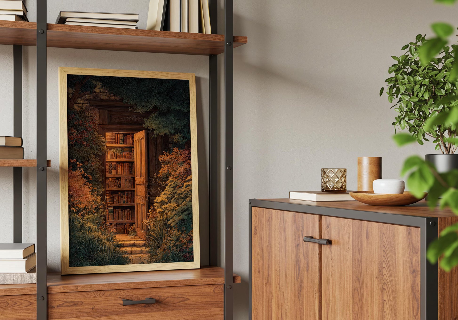 Secret Garden Hidden Library Print | Cozy Wall Decor | Book Lover Gift | Book Nook Poster | Book Art | Aesthetic Room Art | Reader Home Art - Book Poster Art Print Decor Bookish