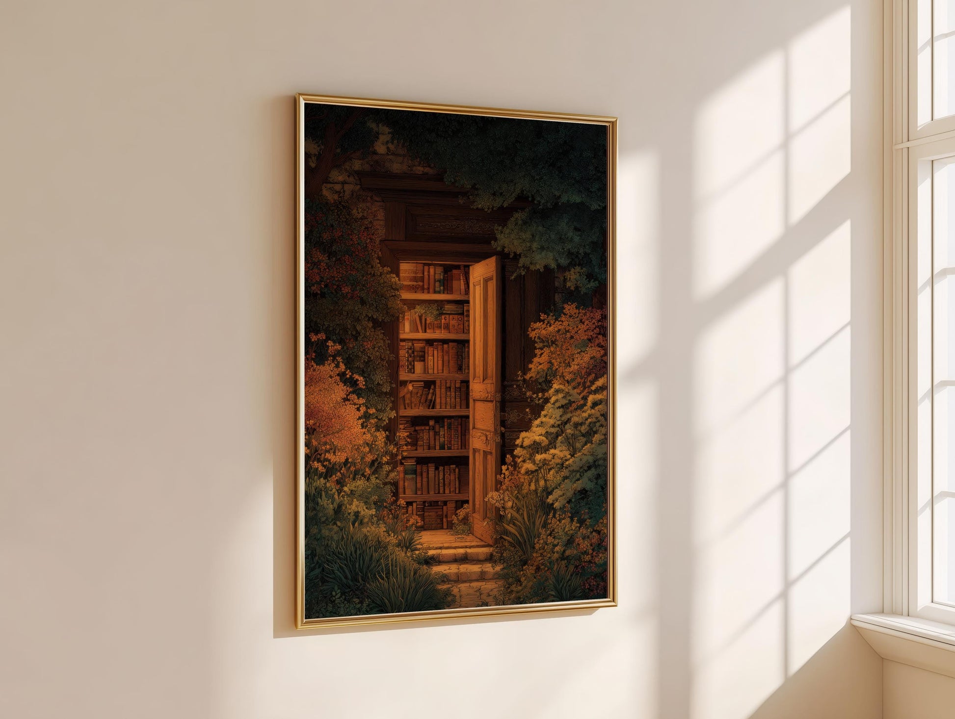 Secret Garden Hidden Library Print | Cozy Wall Decor | Book Lover Gift | Book Nook Poster | Book Art | Aesthetic Room Art | Reader Home Art - Book Poster Art Print Decor Bookish