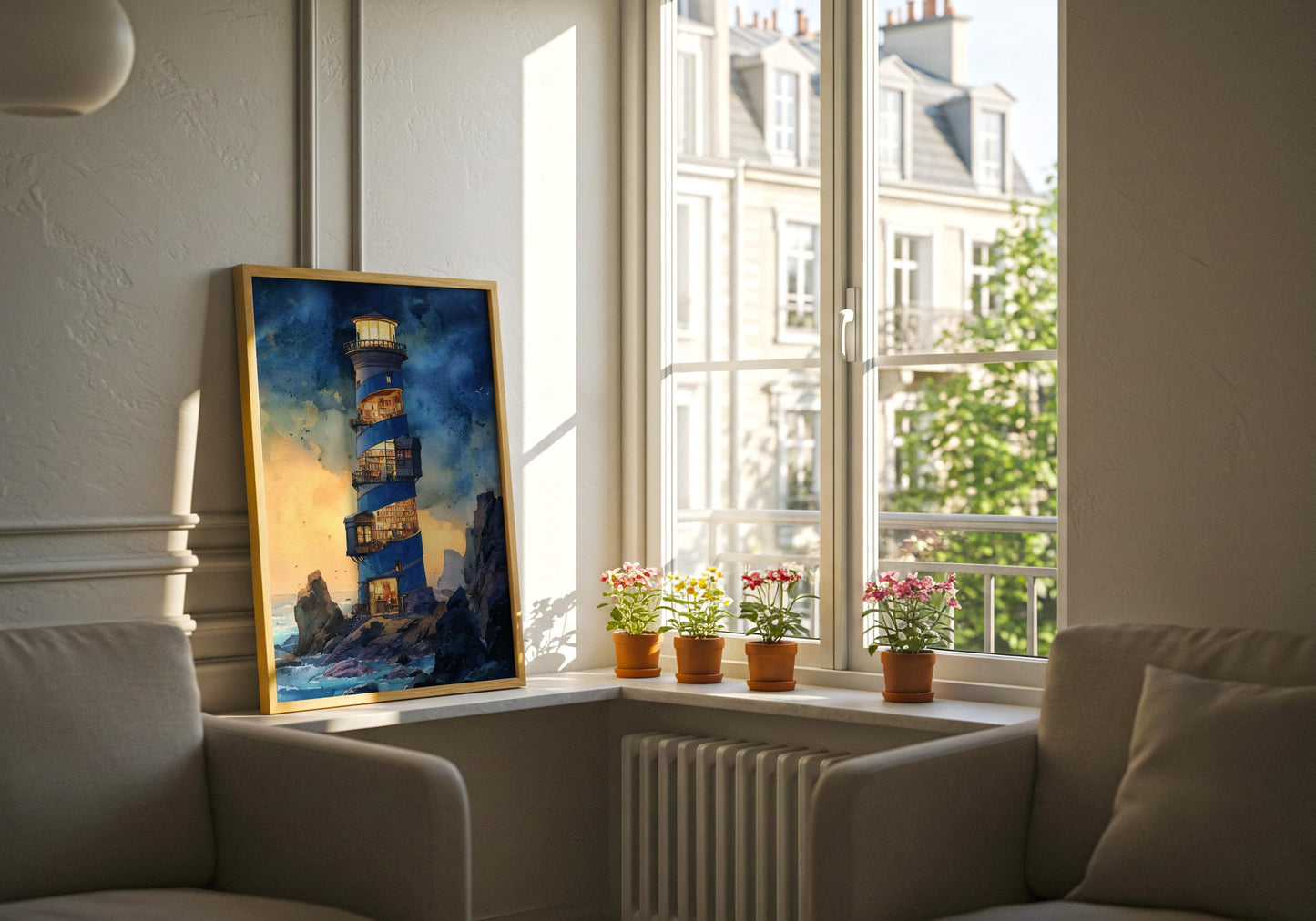 Lighthouse Spiral Library Print | Cozy Wall Decor | Book Lover Gift | Book Nook Poster | Book Wall Art | Aesthetic Room | Reader Home Decor - Book Poster Art Print Decor Bookish