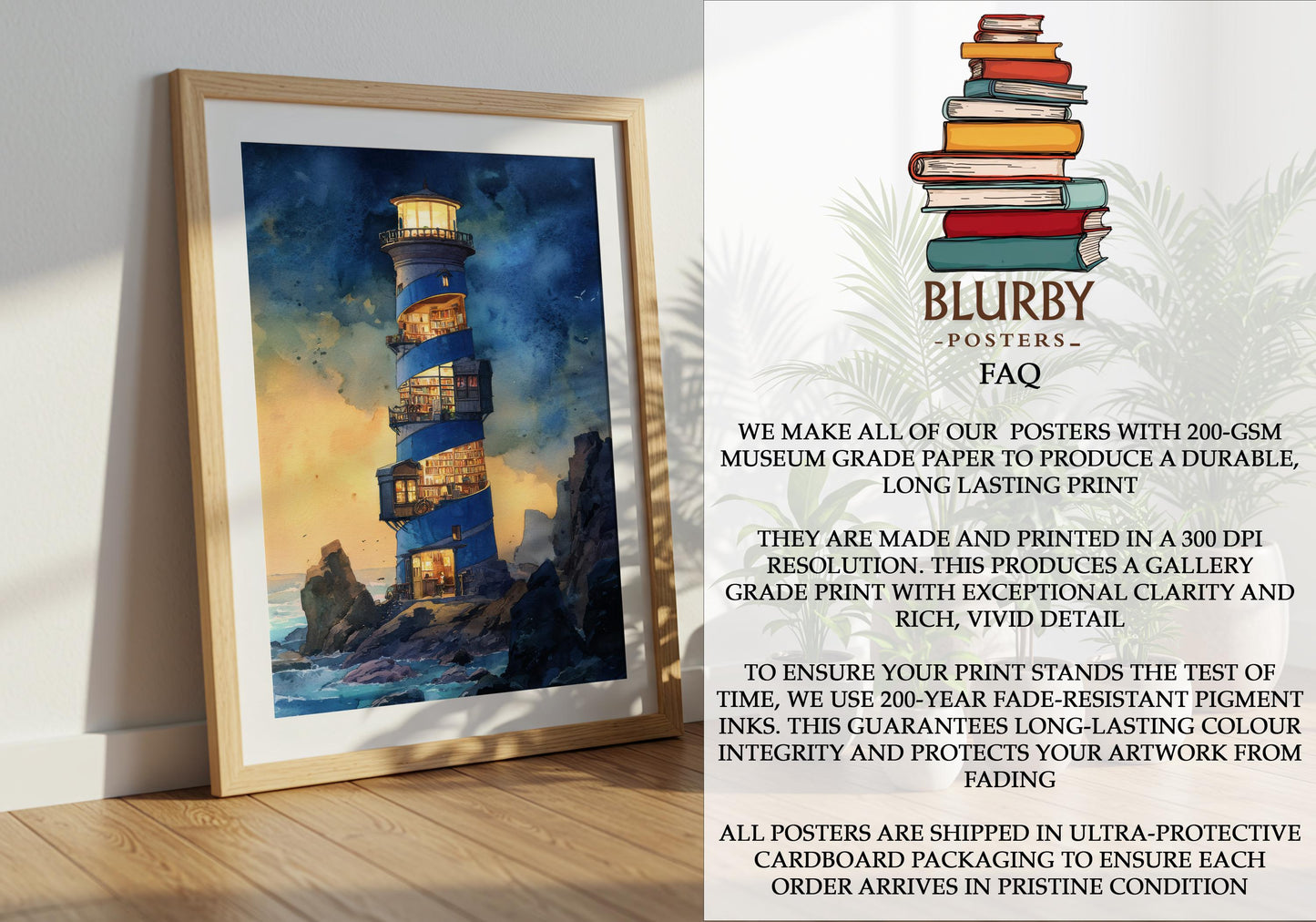 Lighthouse Spiral Library Print | Cozy Wall Decor | Book Lover Gift | Book Nook Poster | Book Wall Art | Aesthetic Room | Reader Home Decor - Book Poster Art Print Decor Bookish