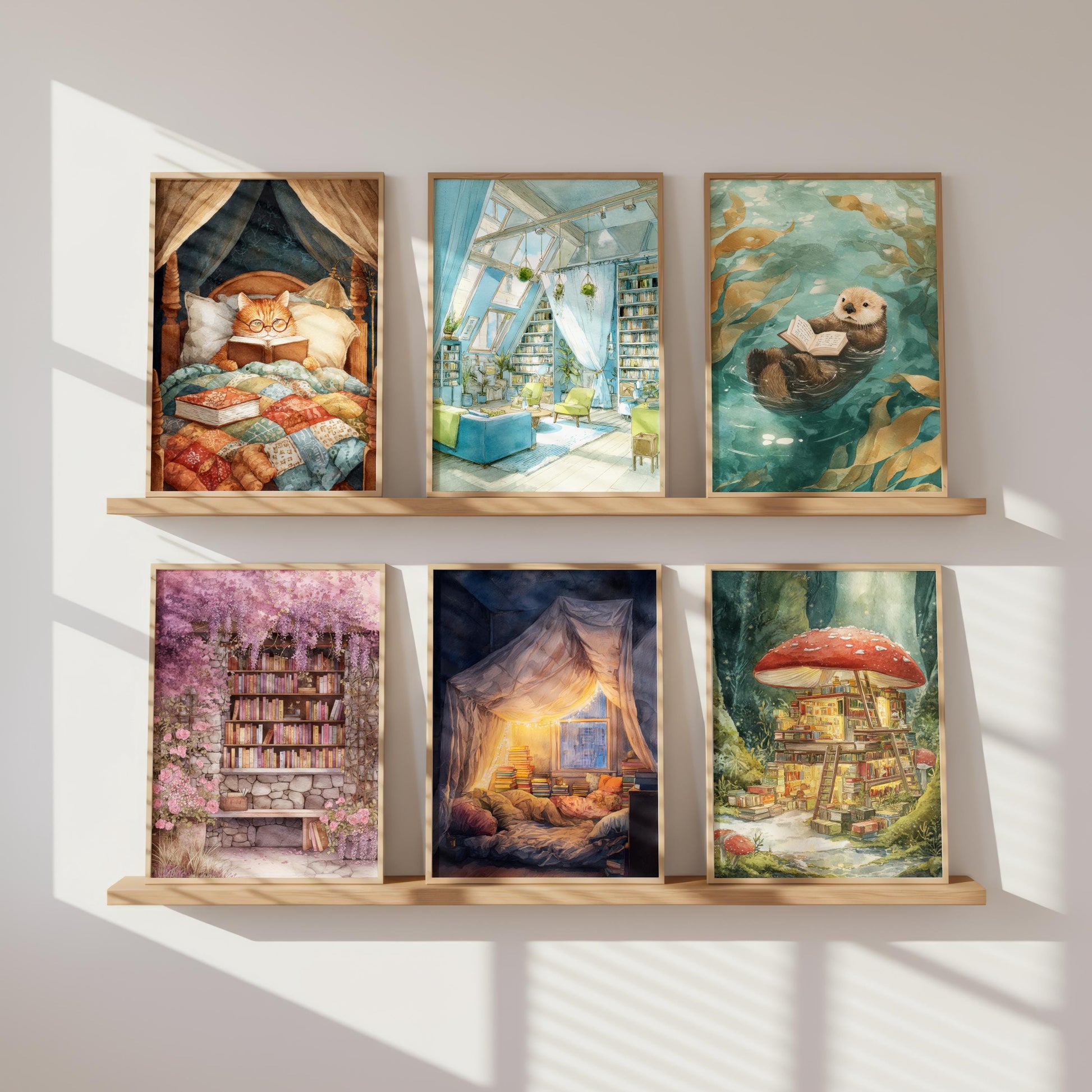 Attic Loft Library Print | Cozy Wall Decor | Book Lover Gift | Book Nook Poster | Book Artwork | Aesthetic Room Decor | Reader Home Decor - Book Poster Art Print Decor Bookish